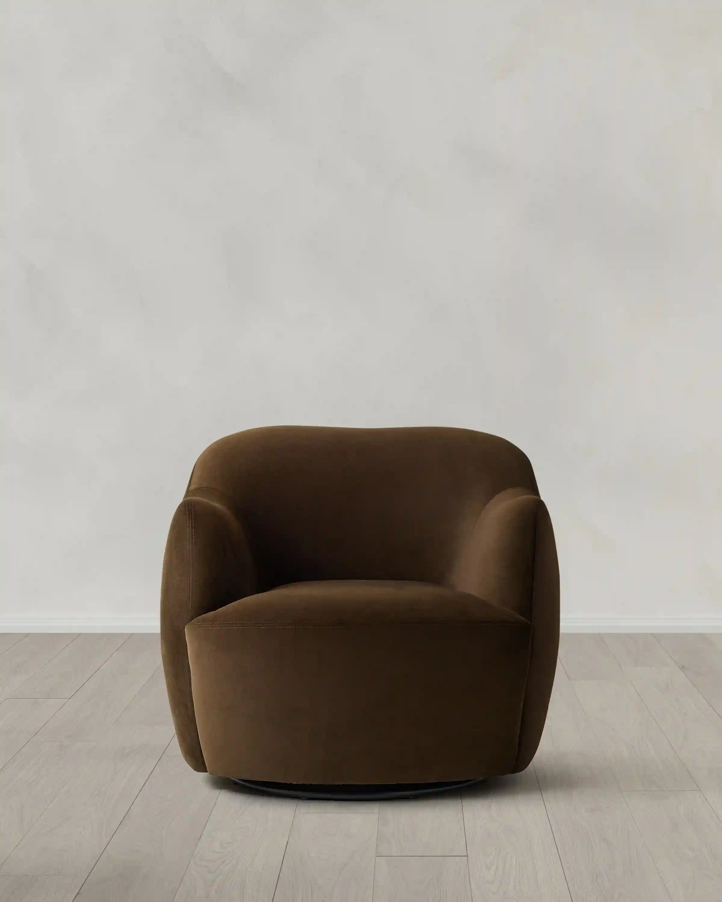 Performance Velvet Curved Arm Swivel Chair
