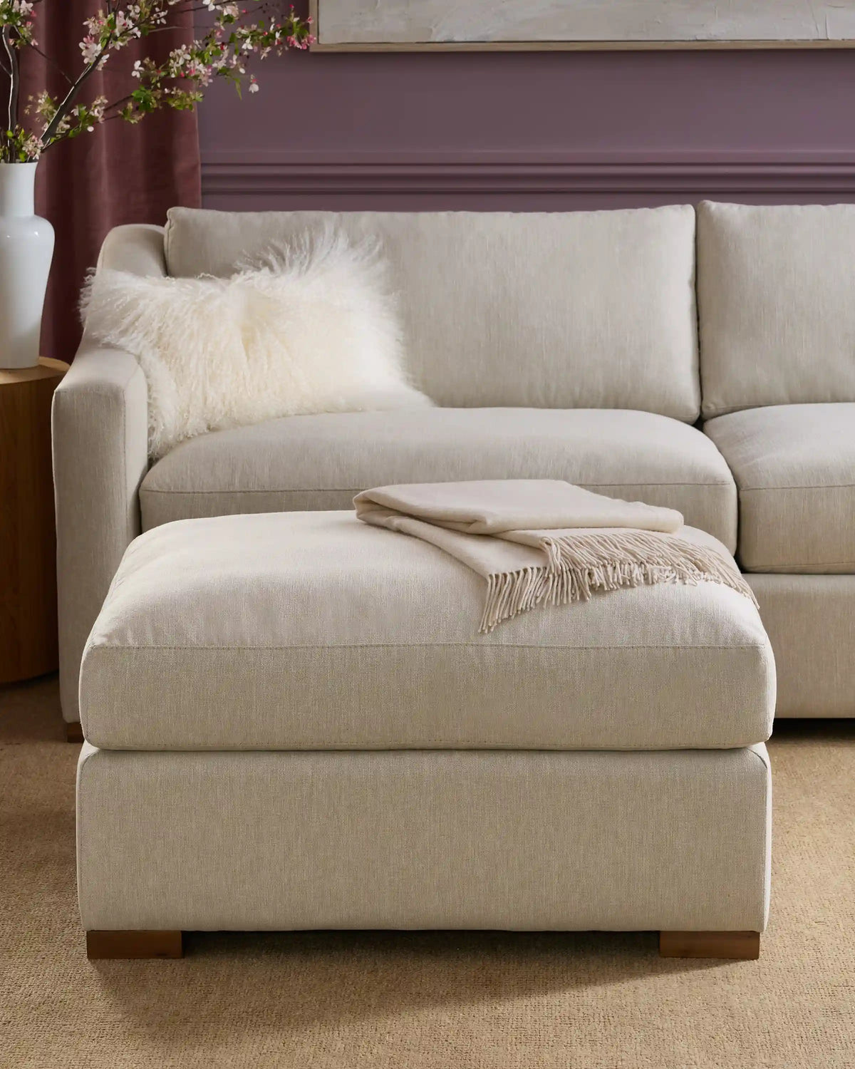 Hollis Slope Arm Ottoman in Performance Basketweave