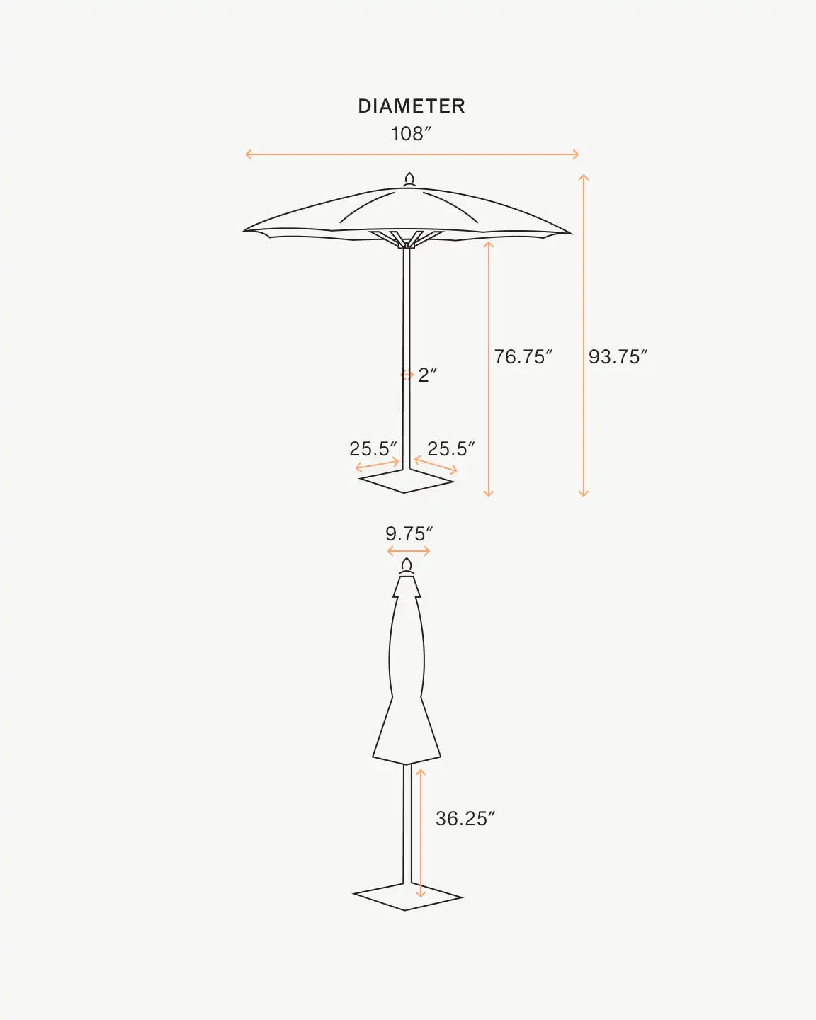 9' Round Sunbrella Outdoor Umbrella and Base