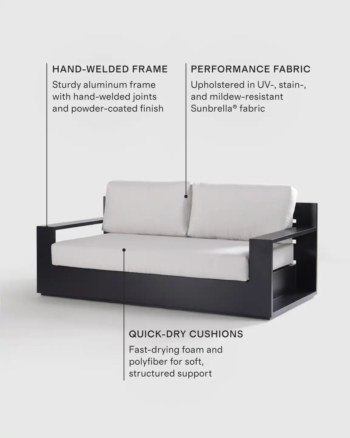 Powder-Coated Aluminum Outdoor Sofa