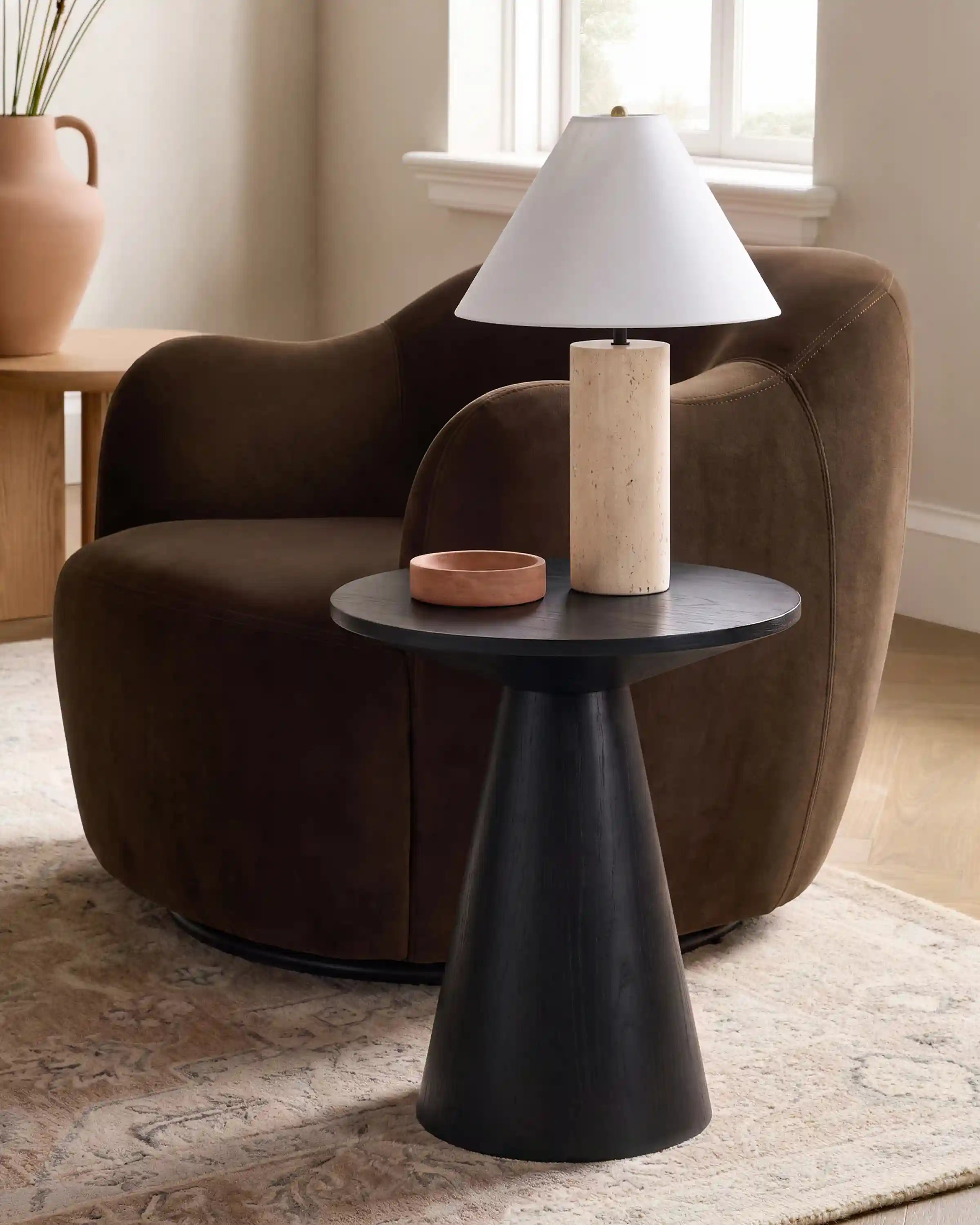 Oak Pedestal End Table