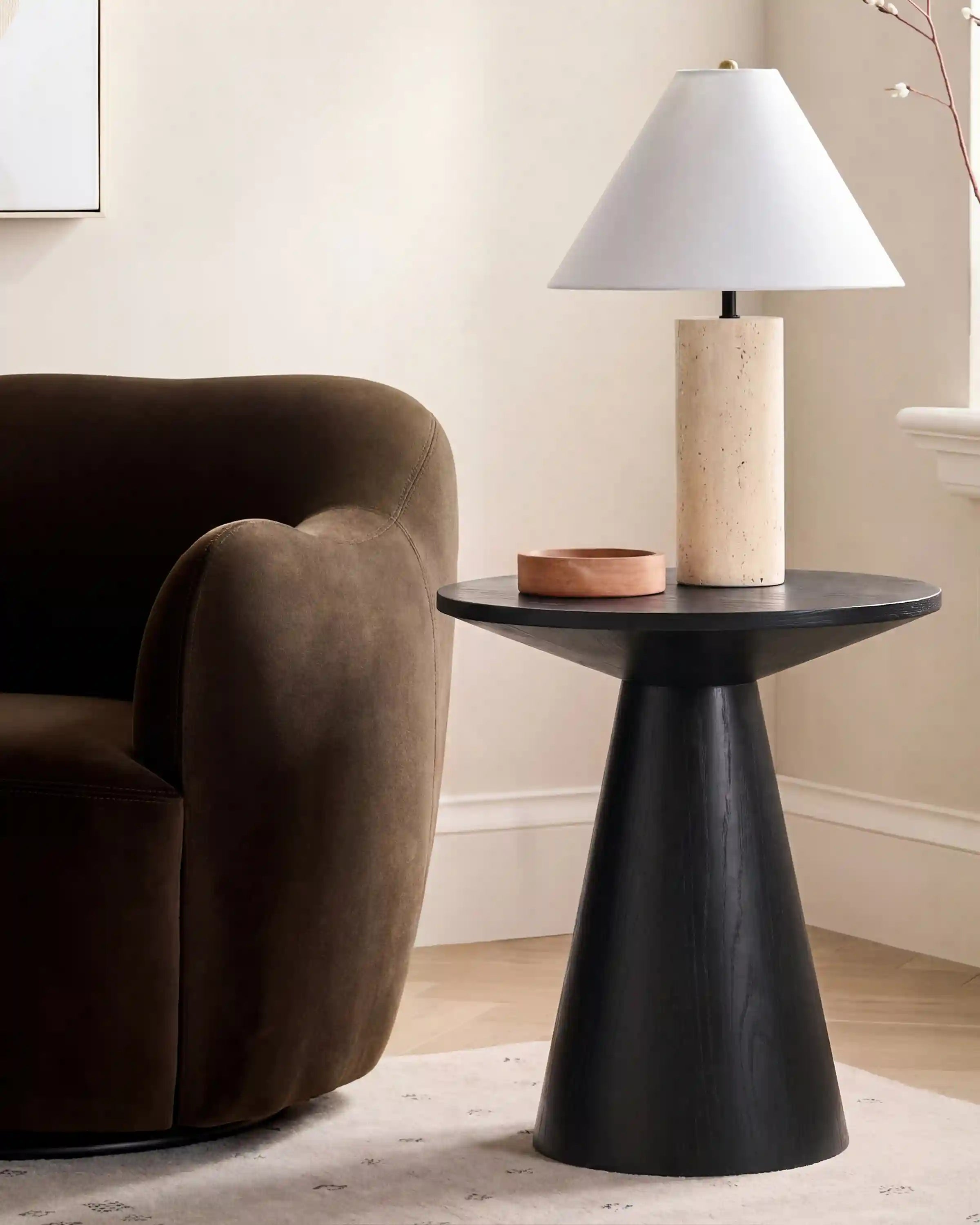 Oak Pedestal End Table