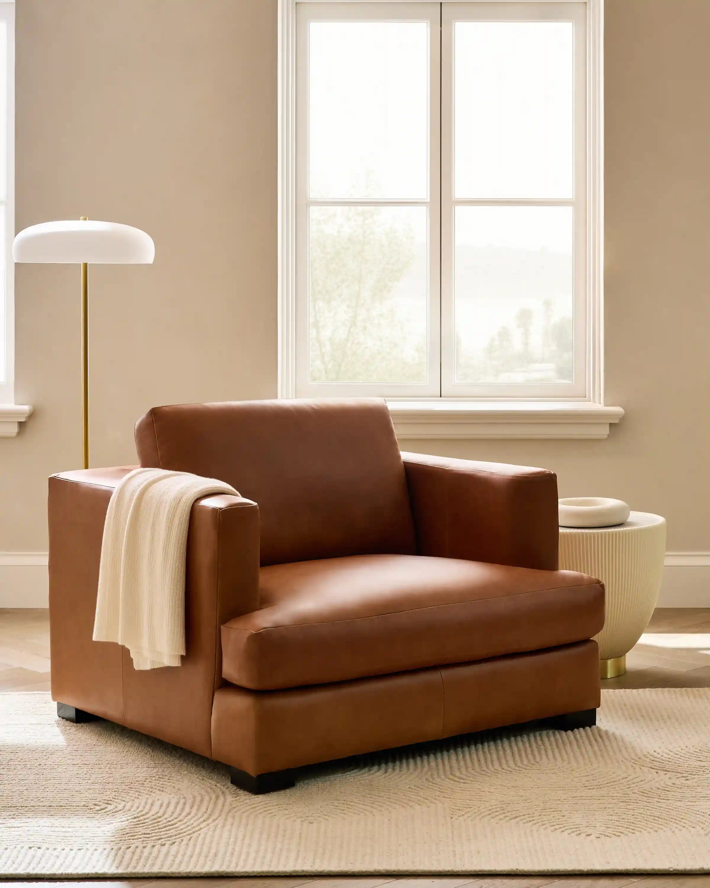 Sierra Curved Arm Accent Chair in Leather
