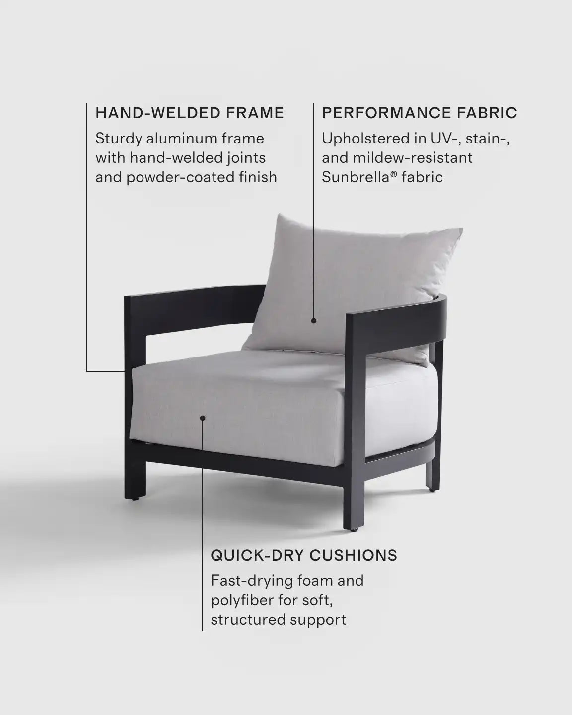 Curved Powder-Coated Aluminum Outdoor Lounge Chair