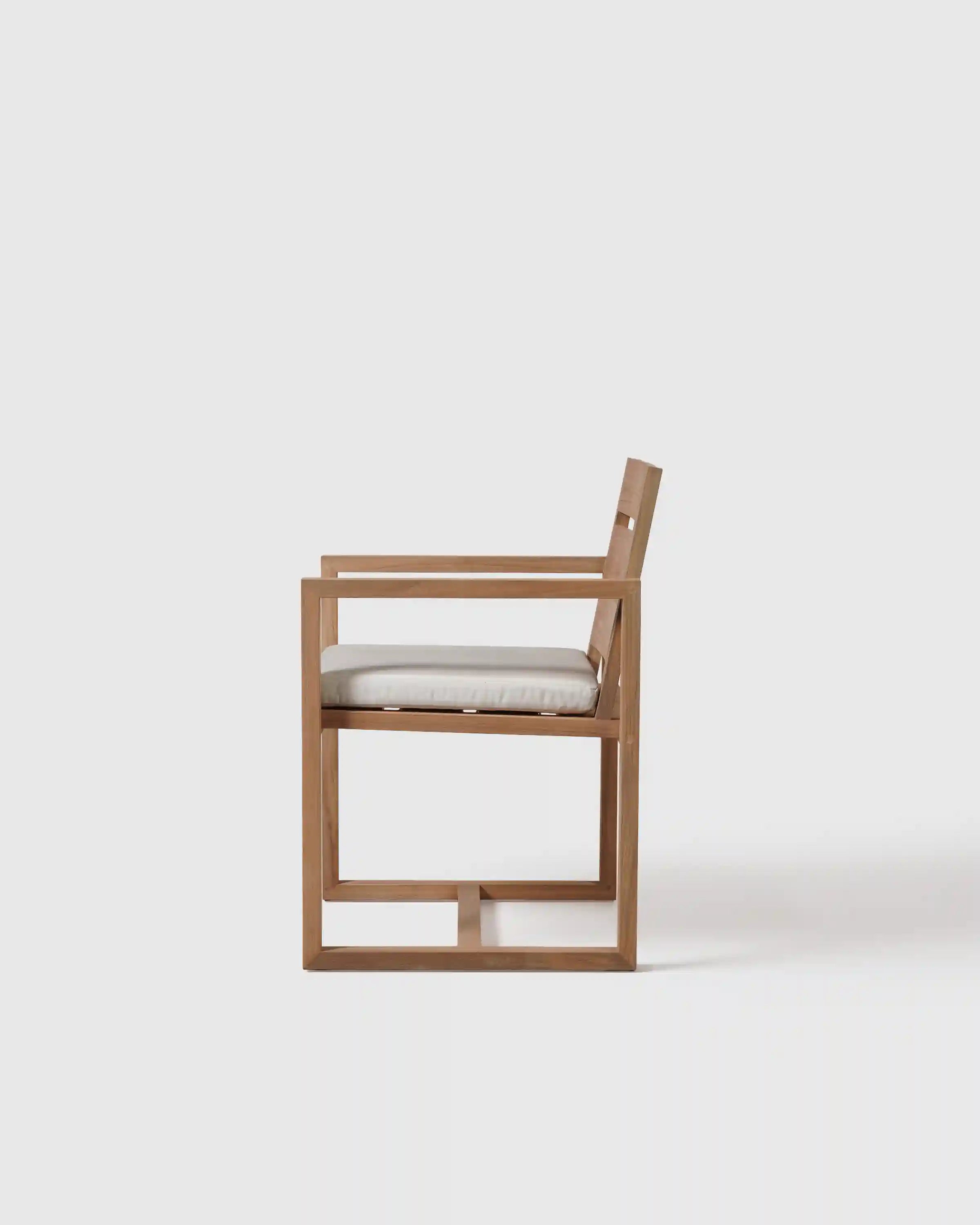 Linear Solid Teak Outdoor Dining Armchair