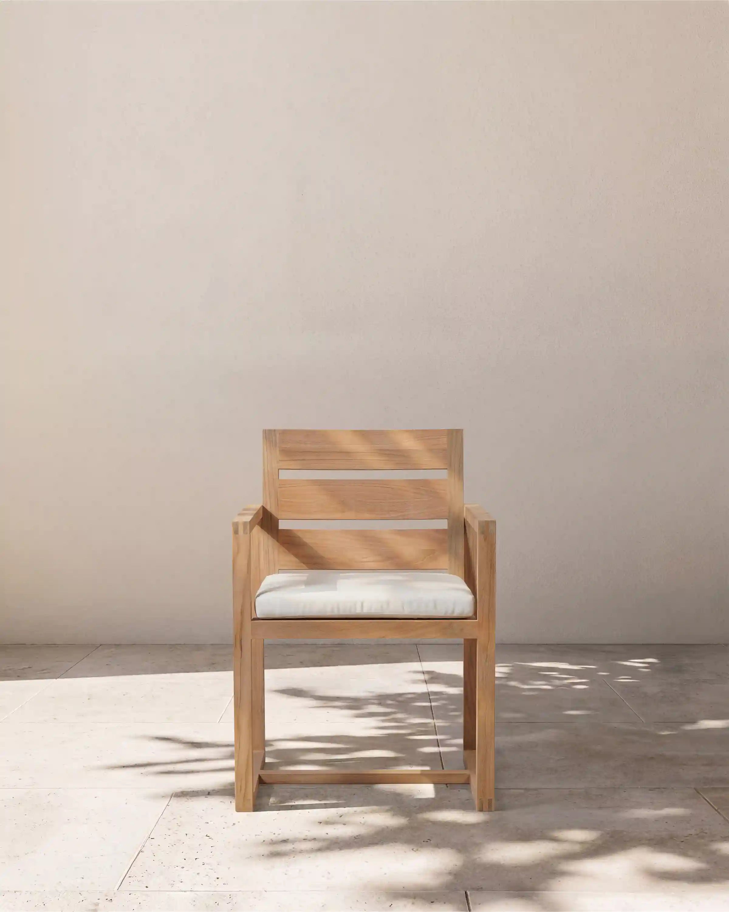 Linear Solid Teak Outdoor Dining Armchair