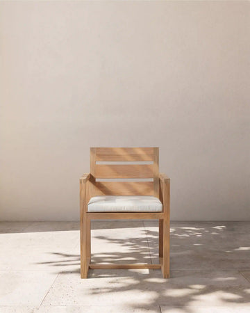 Linear Solid Teak Outdoor Dining Armchair