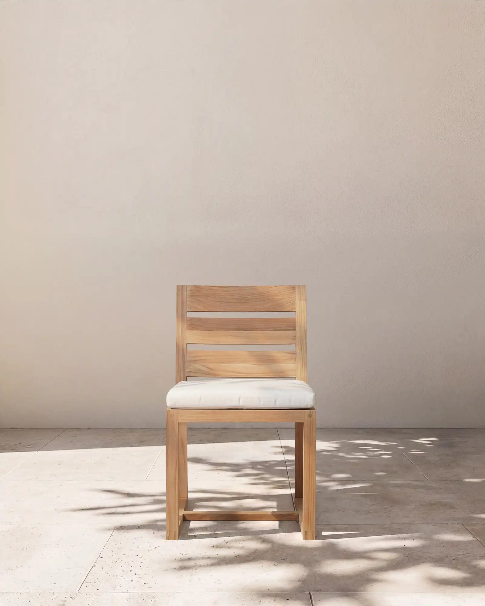 Linear Solid Teak Outdoor Dining Side Chair (Set of 2)