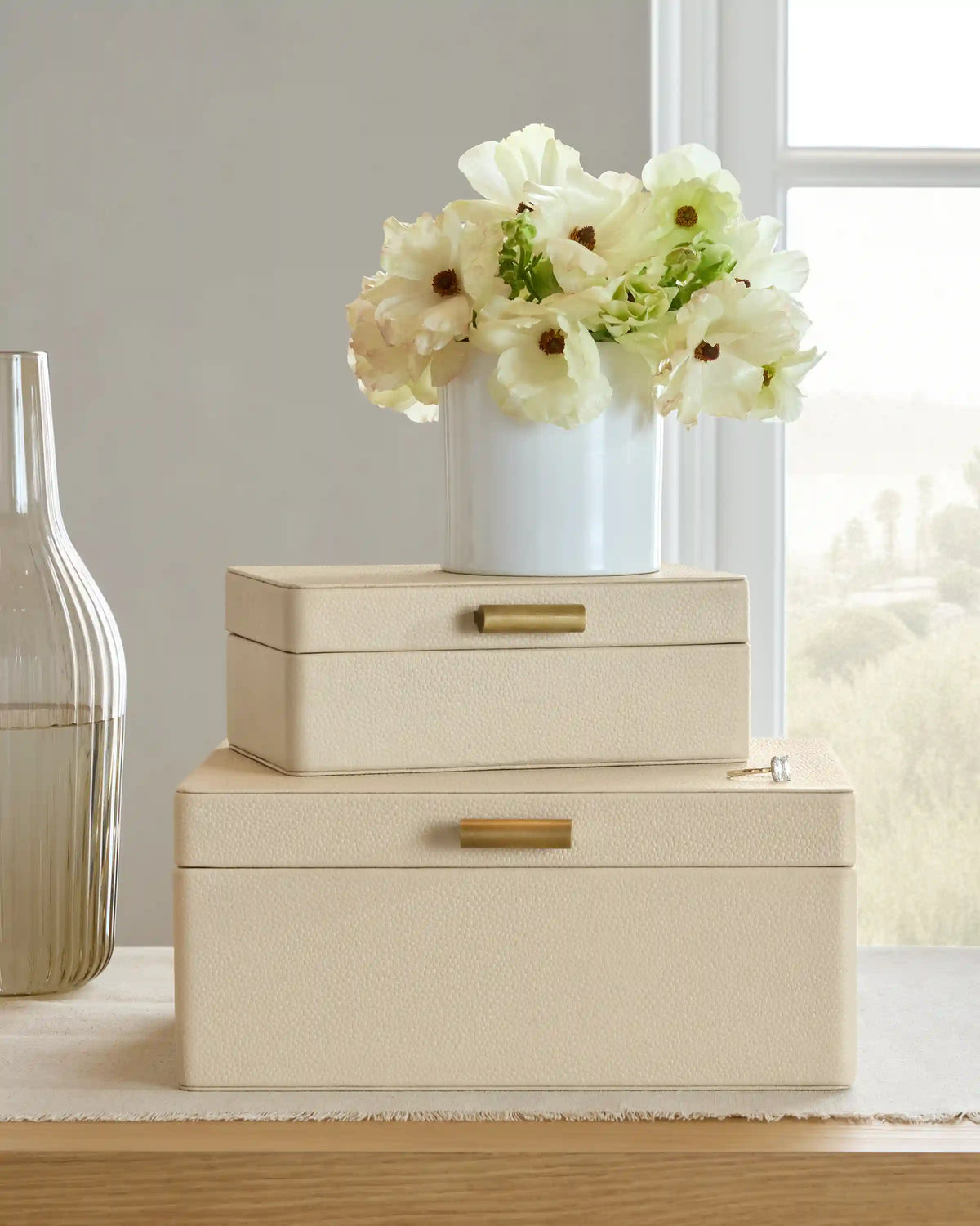 Shagreen Leather Decorative Boxes (Set of 2)