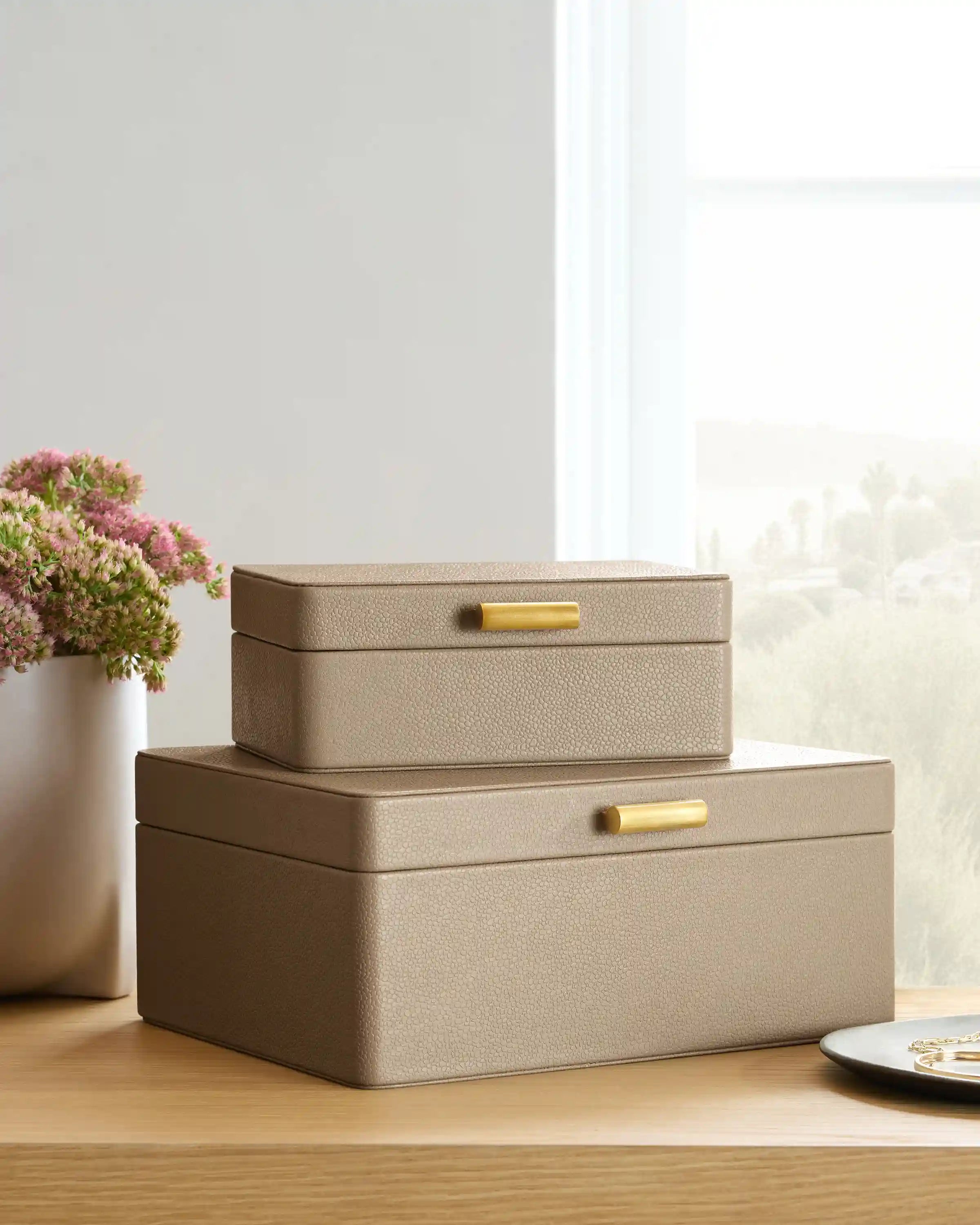 Shagreen Leather Decorative Boxes (Set of 2)