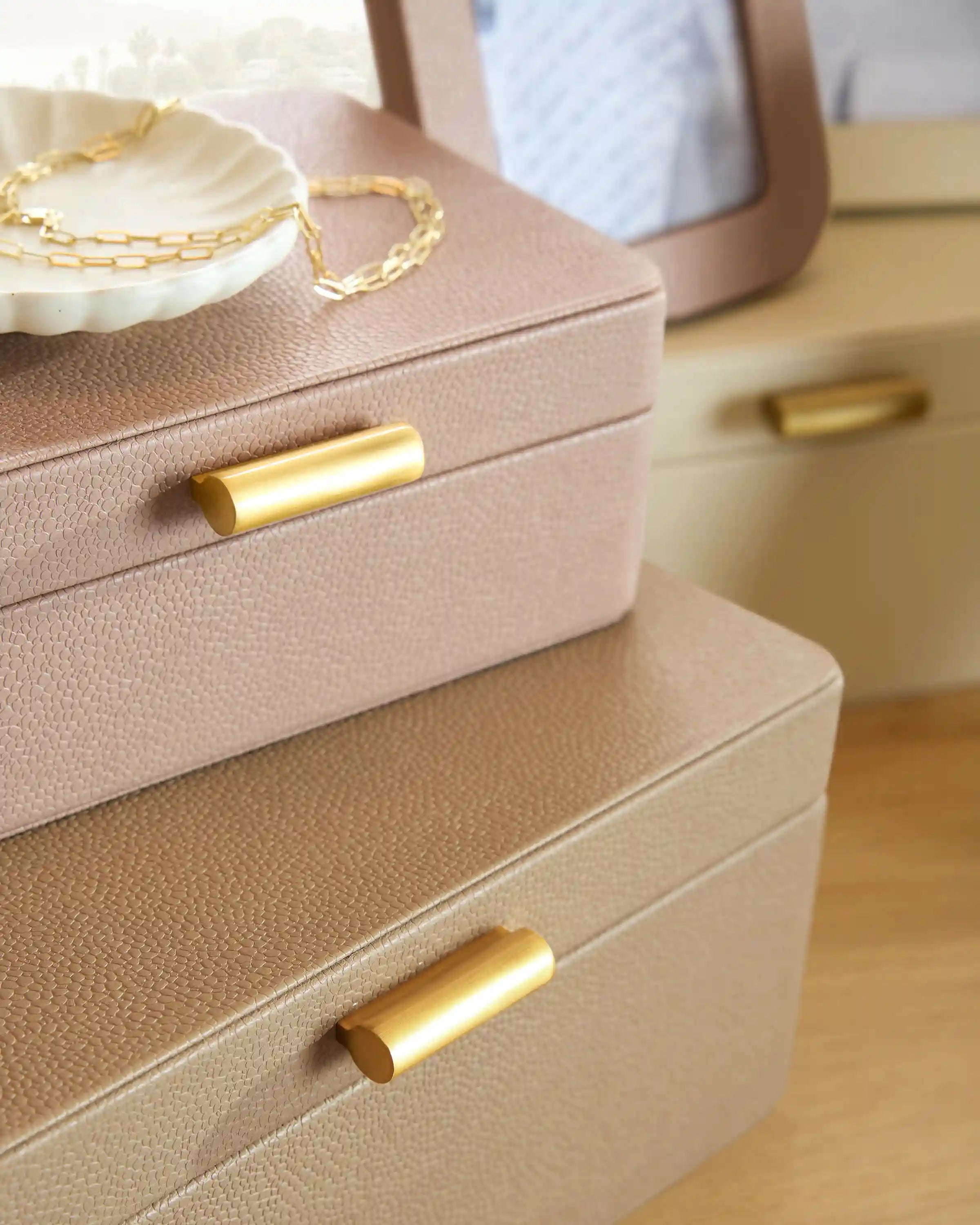 Shagreen Leather Decorative Boxes (Set of 2)