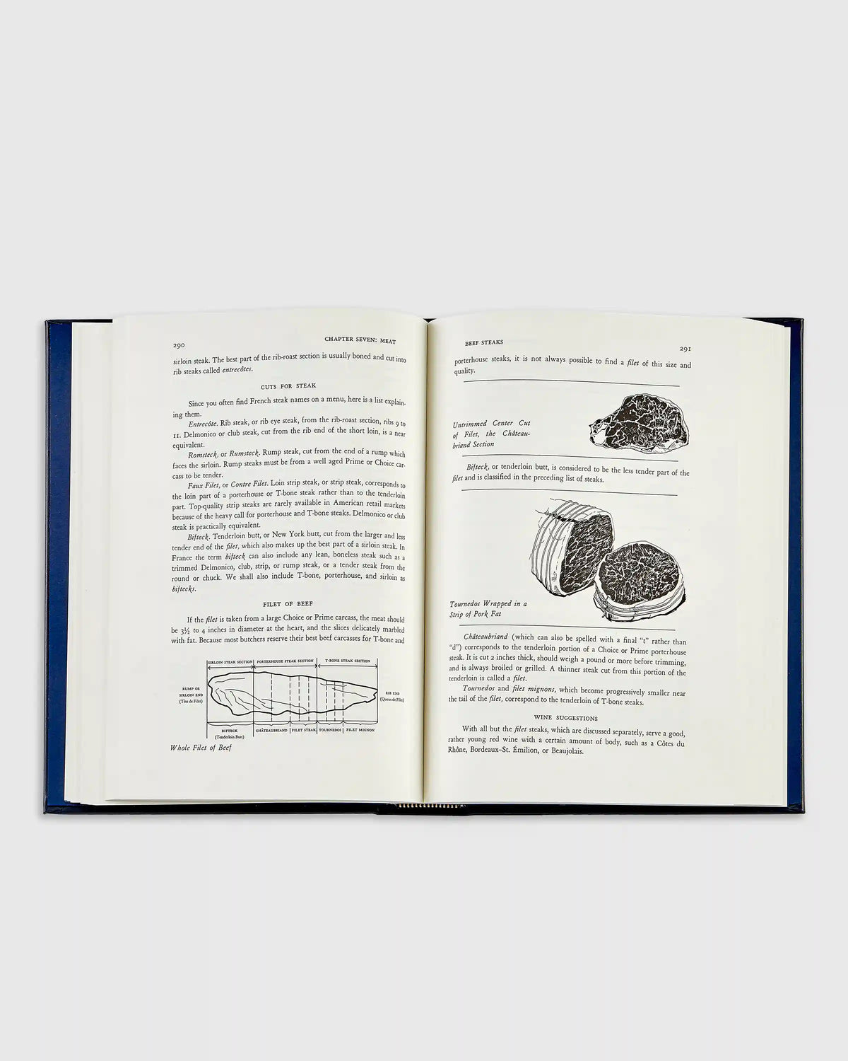 Julia Child Mastering the Art of French Cooking Navy Leather Bound Book