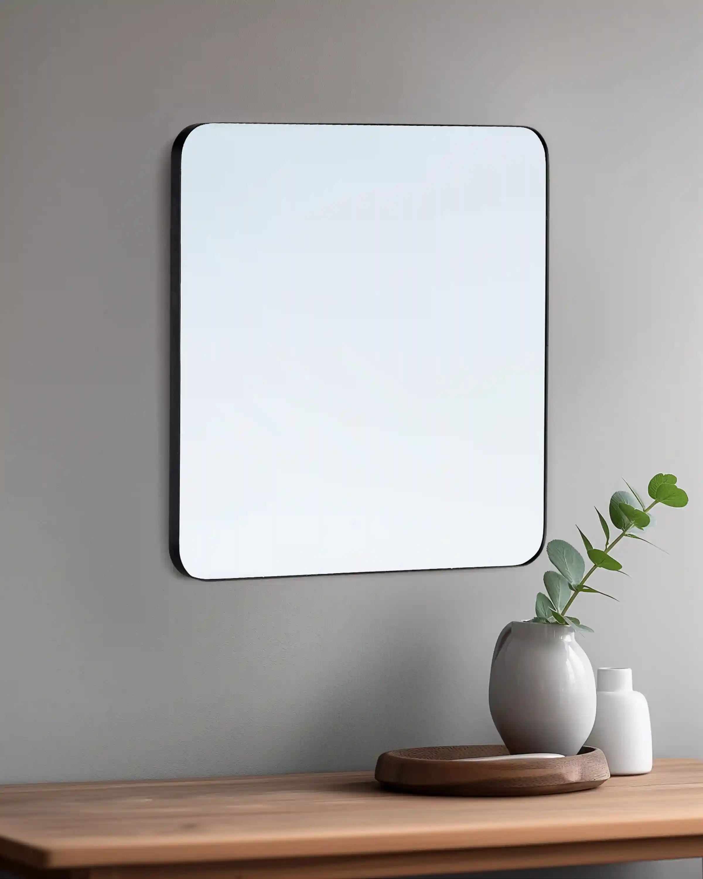 Square Metal Framed Wall Mirror