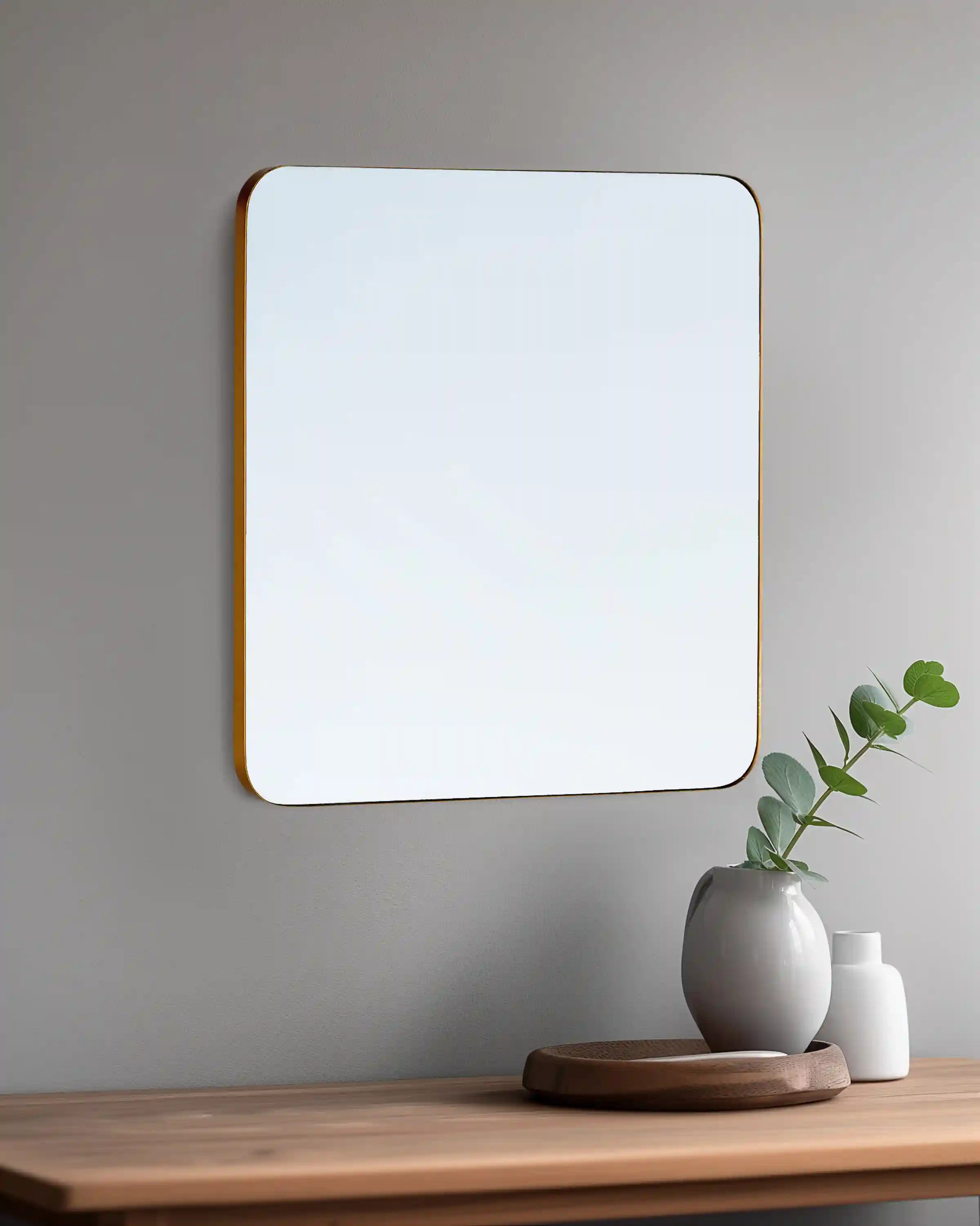 Square Metal Framed Wall Mirror