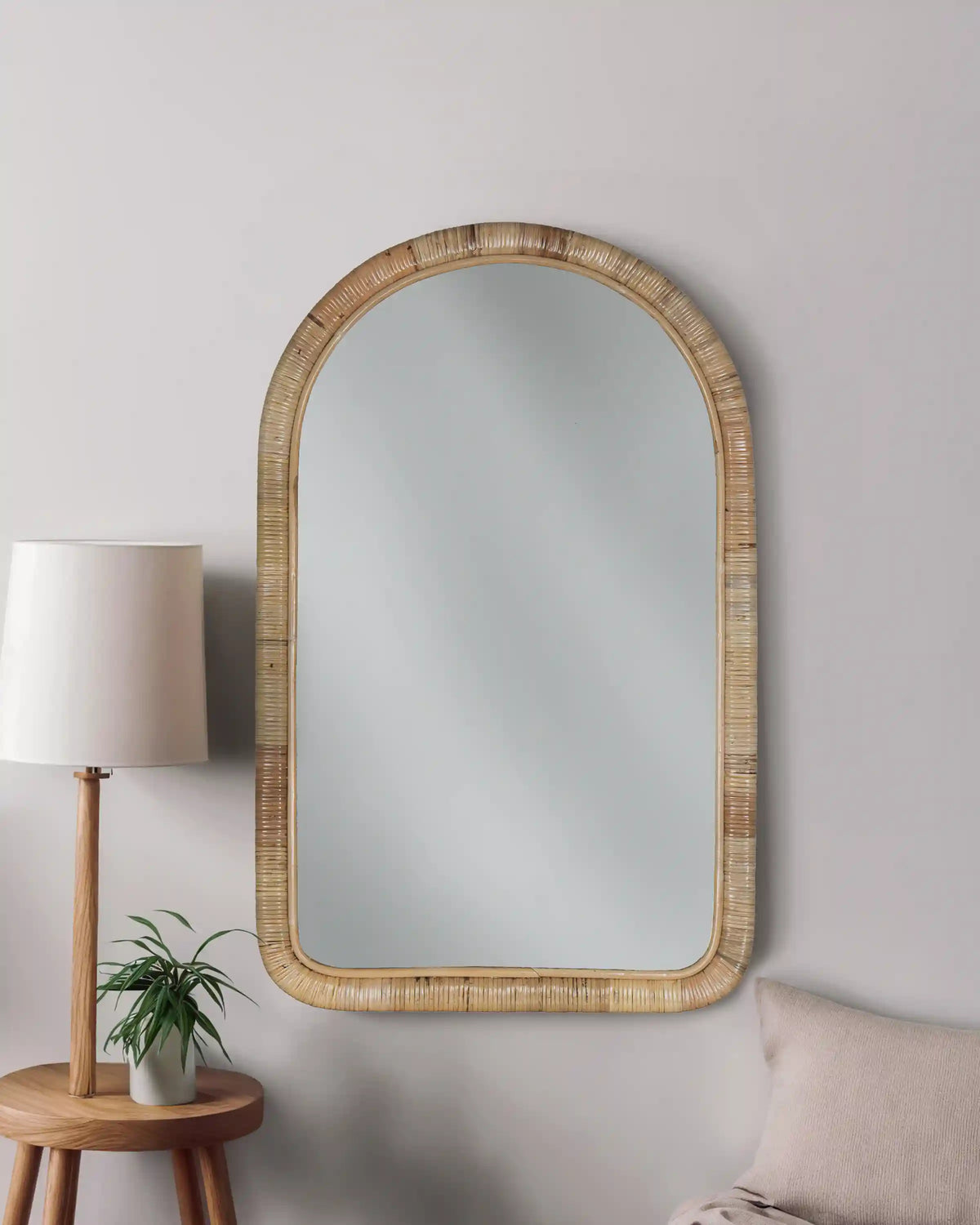 Rattan Arched Wall Mirror