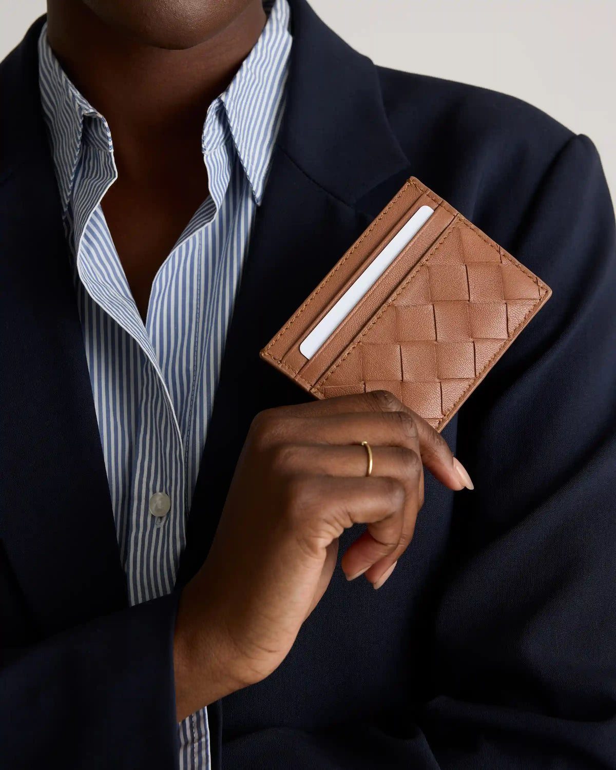 Italian Handwoven Leather Small Card Case