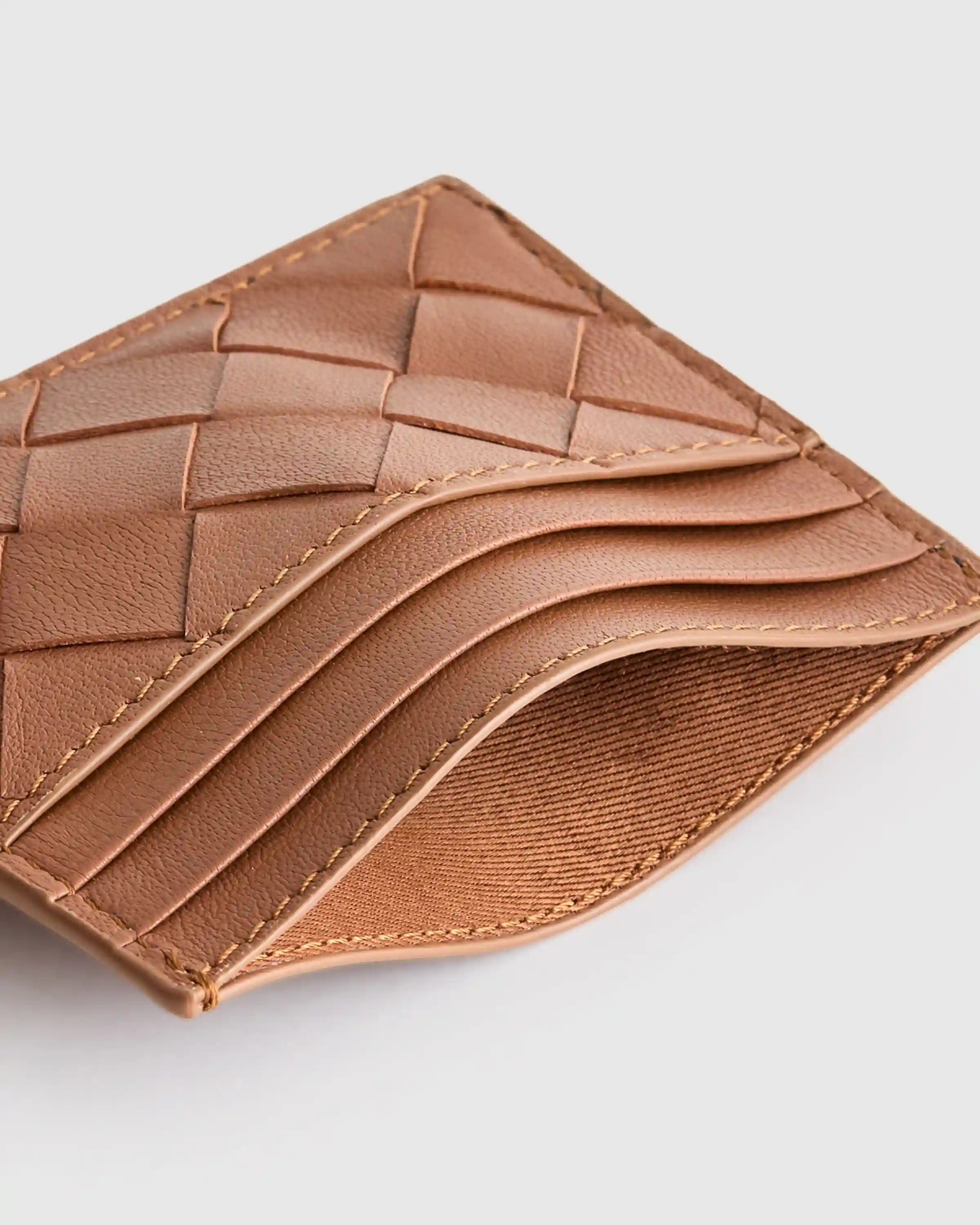 Italian Handwoven Leather Small Card Case