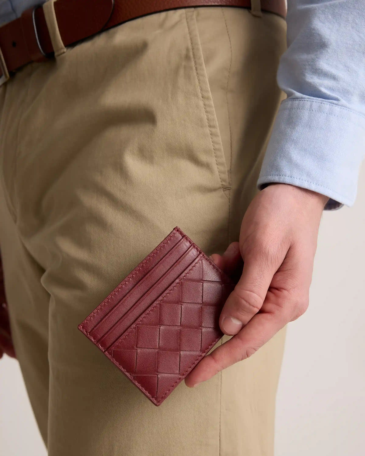 Italian Handwoven Leather Small Card Case