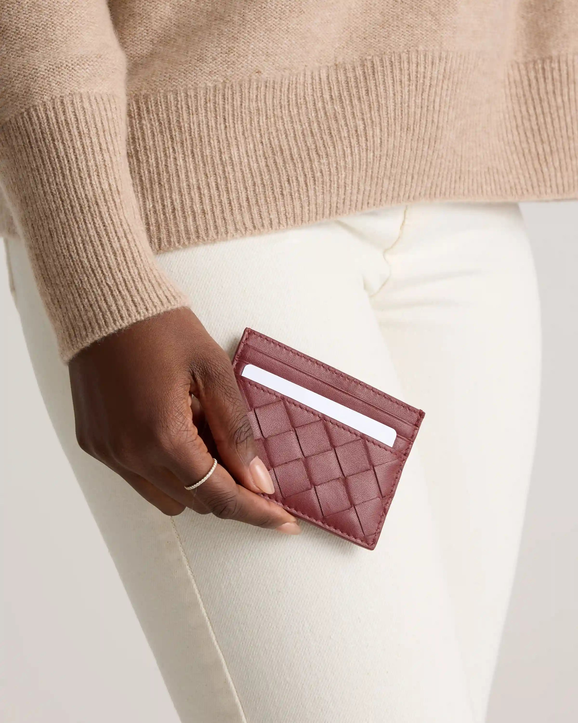 Italian Handwoven Leather Small Card Case