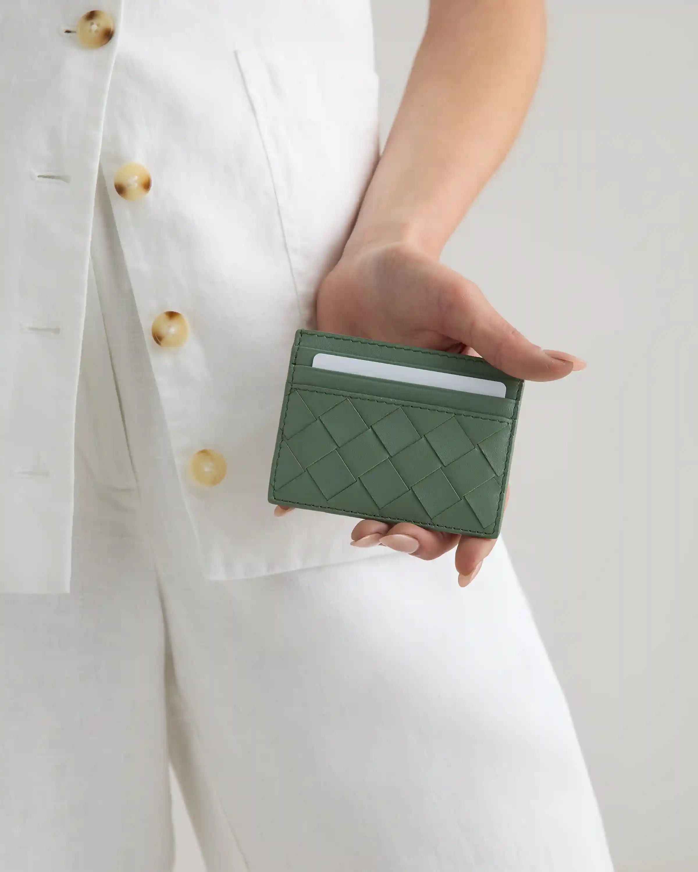 Italian Handwoven Leather Small Card Case