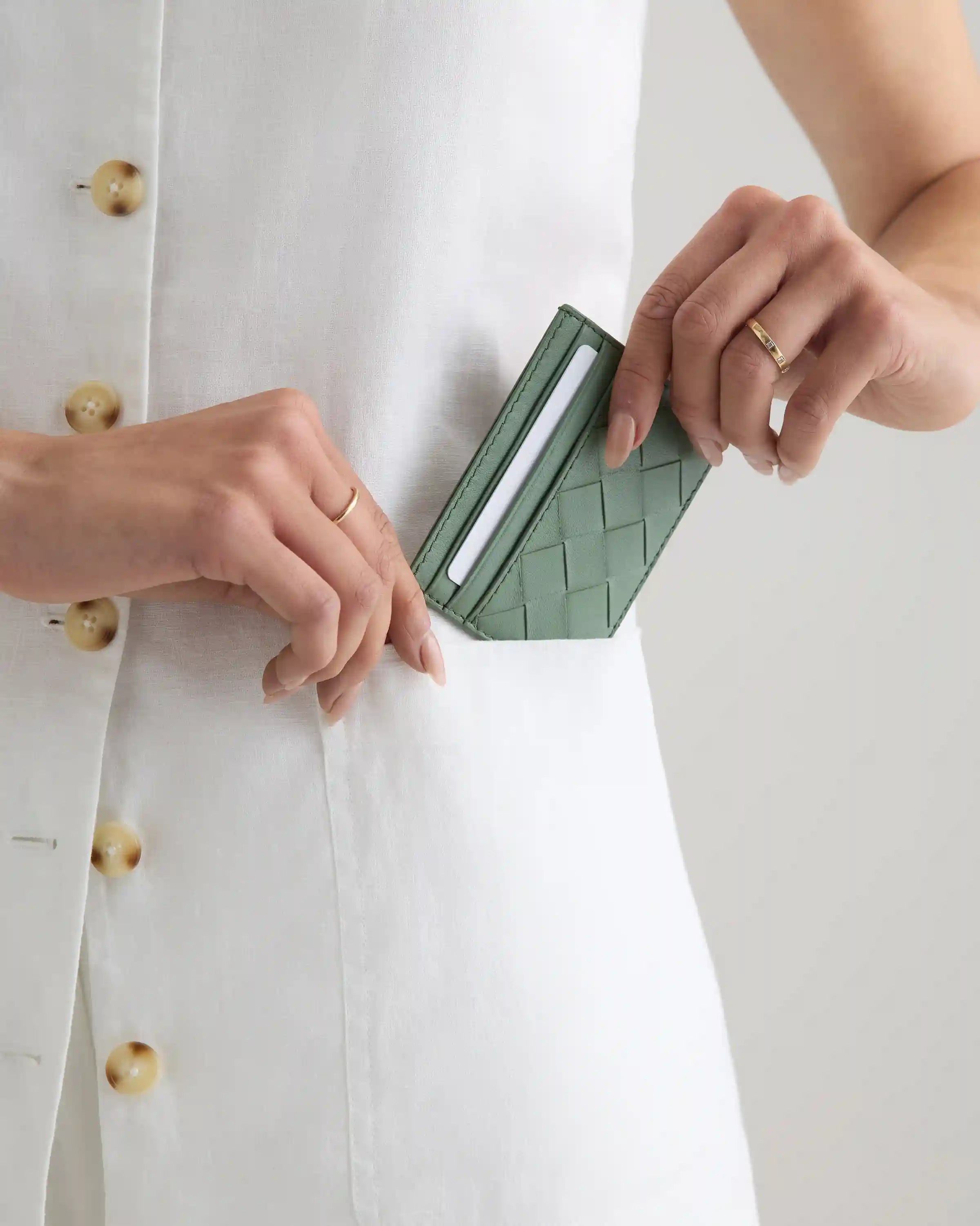 Italian Handwoven Leather Small Card Case