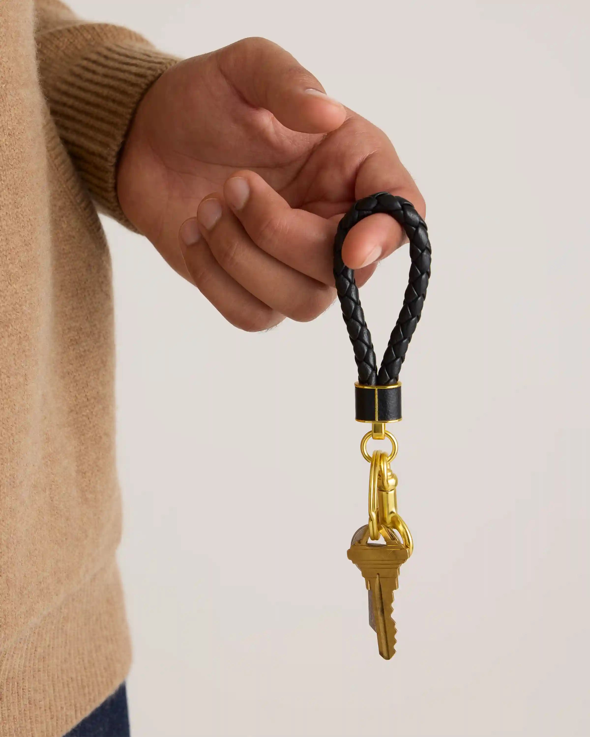 Italian Leather Braided Key Ring (2-Pack)