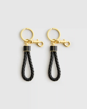 Italian Leather Braided Key Ring (2-Pack)