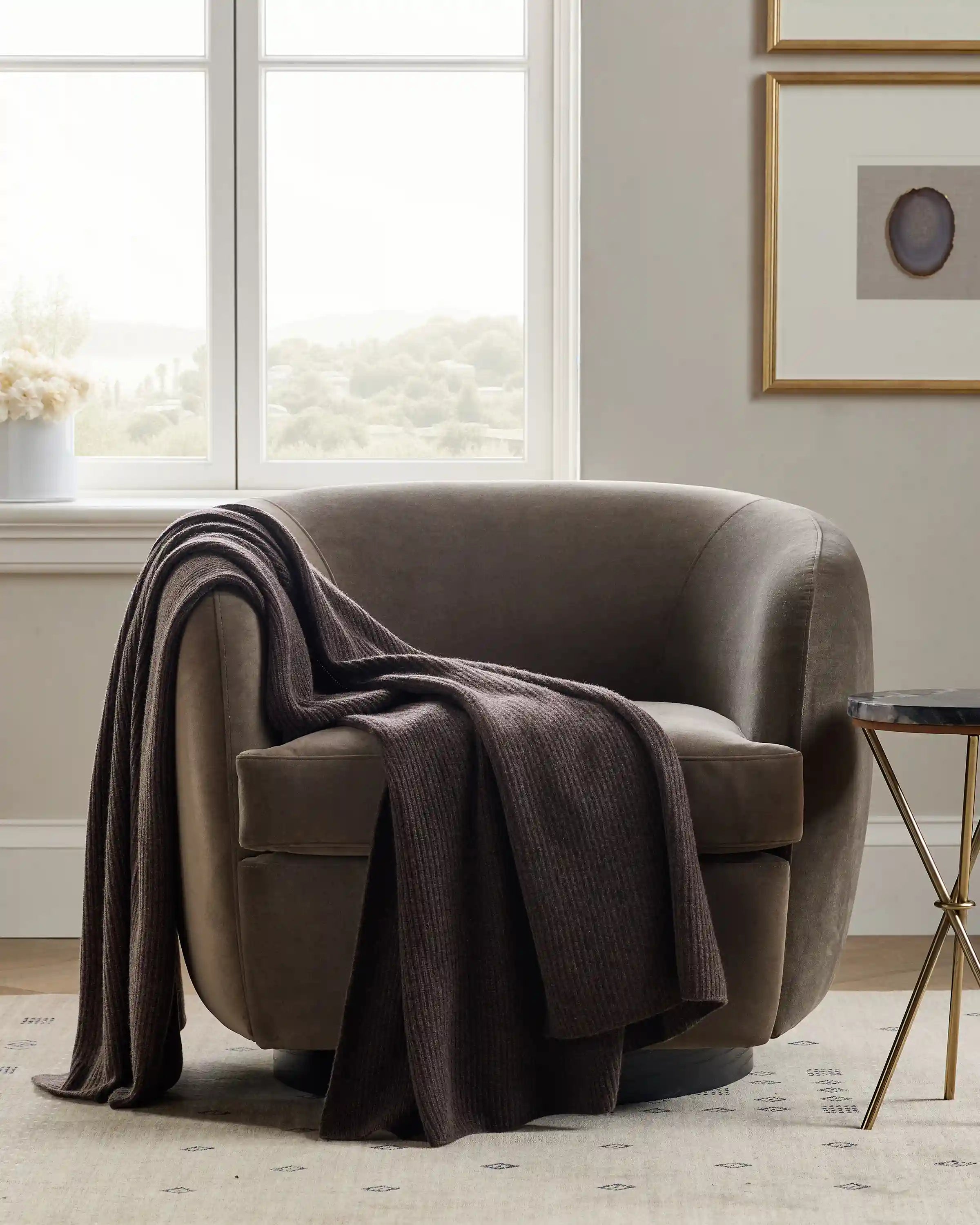 Ribbed Knit Cashmere Throw