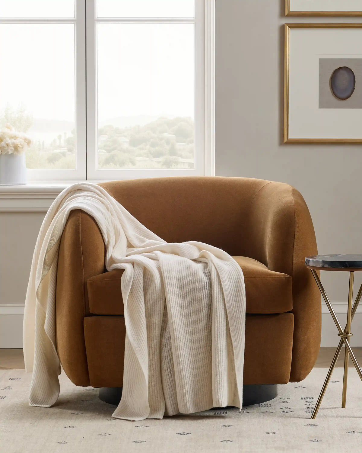 Ribbed Knit Cashmere Throw