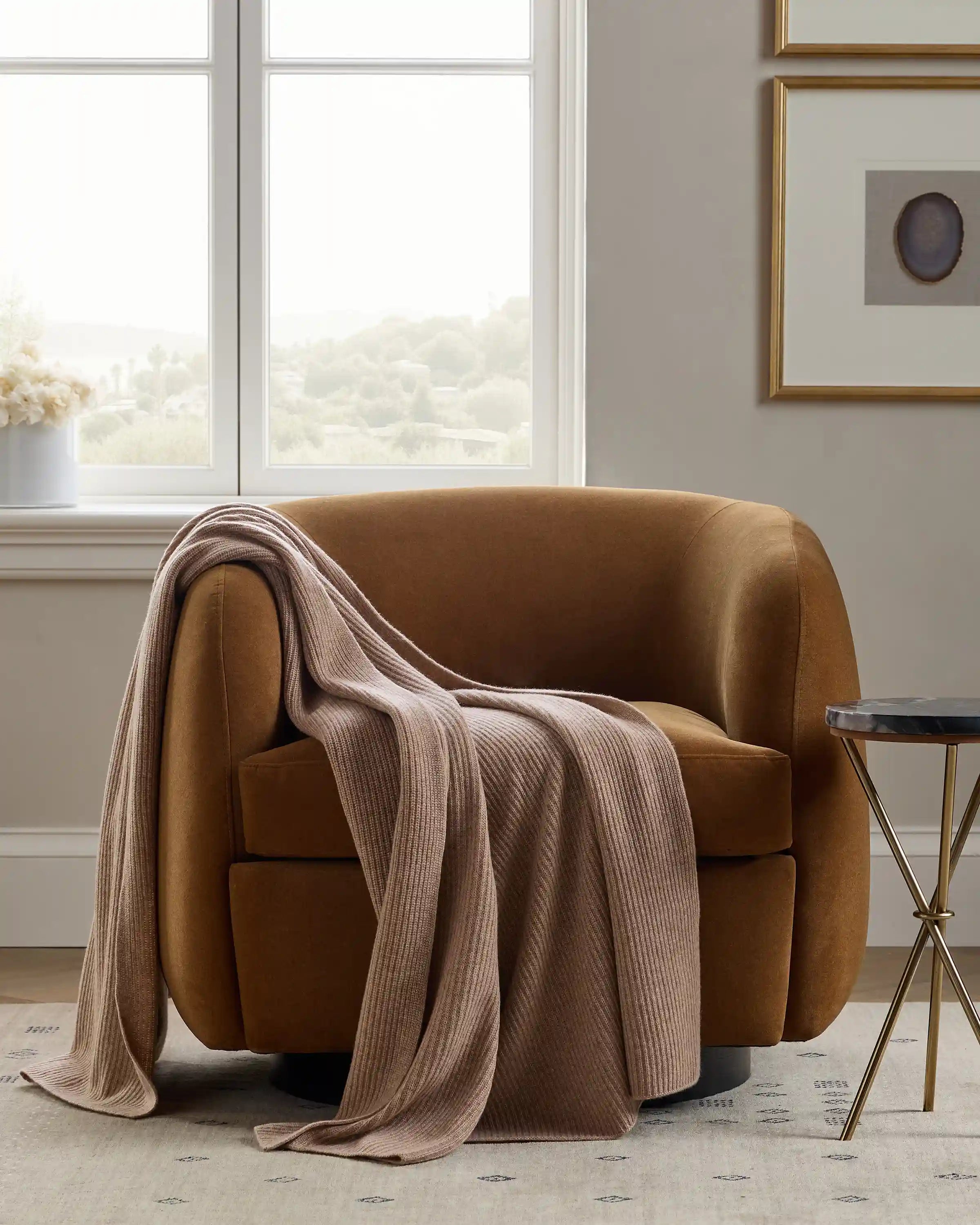 Ribbed Knit Cashmere Throw