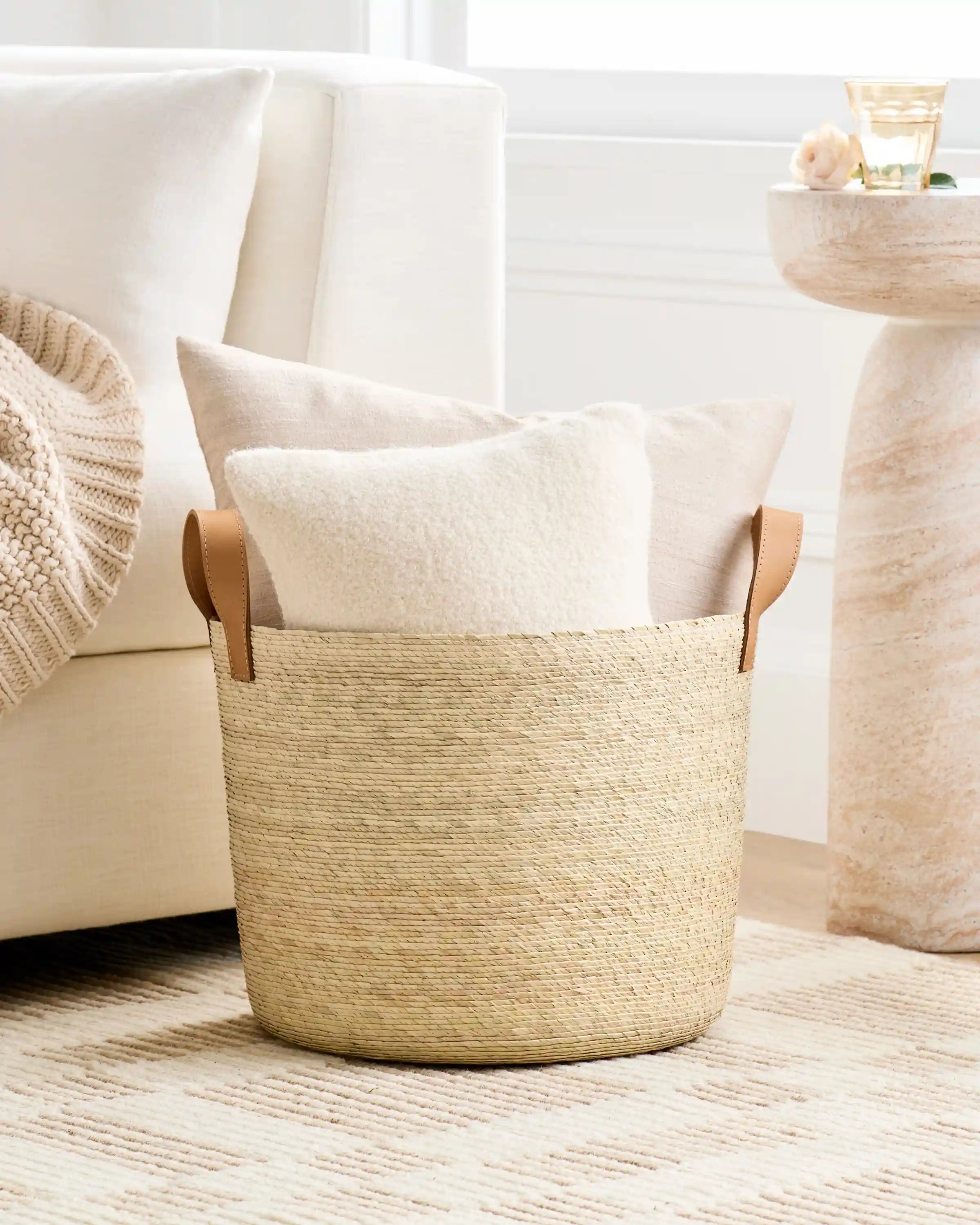 Handwoven Round Palm Baskets (Set of 2)