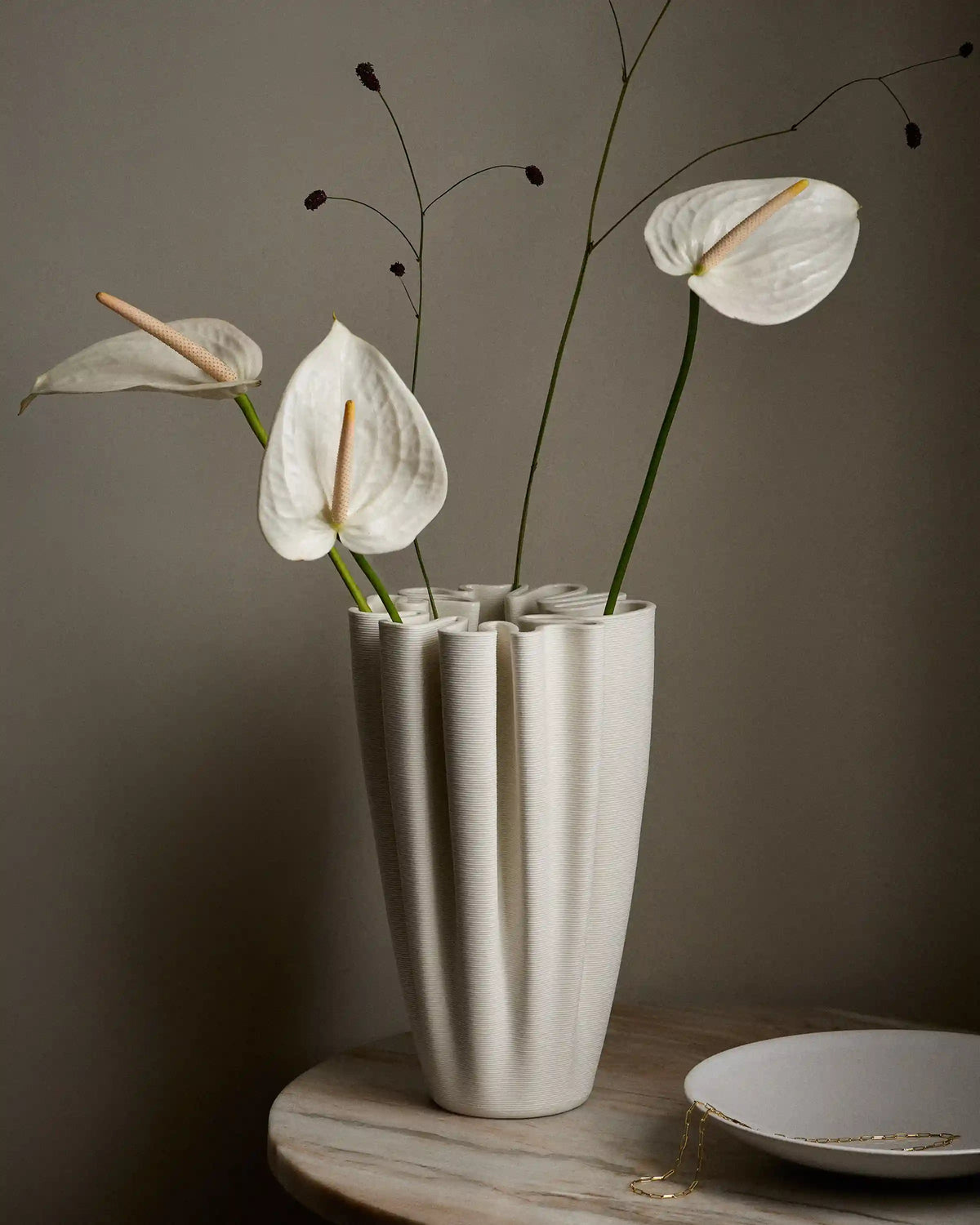 Sculptural Rippled Ceramic Vase