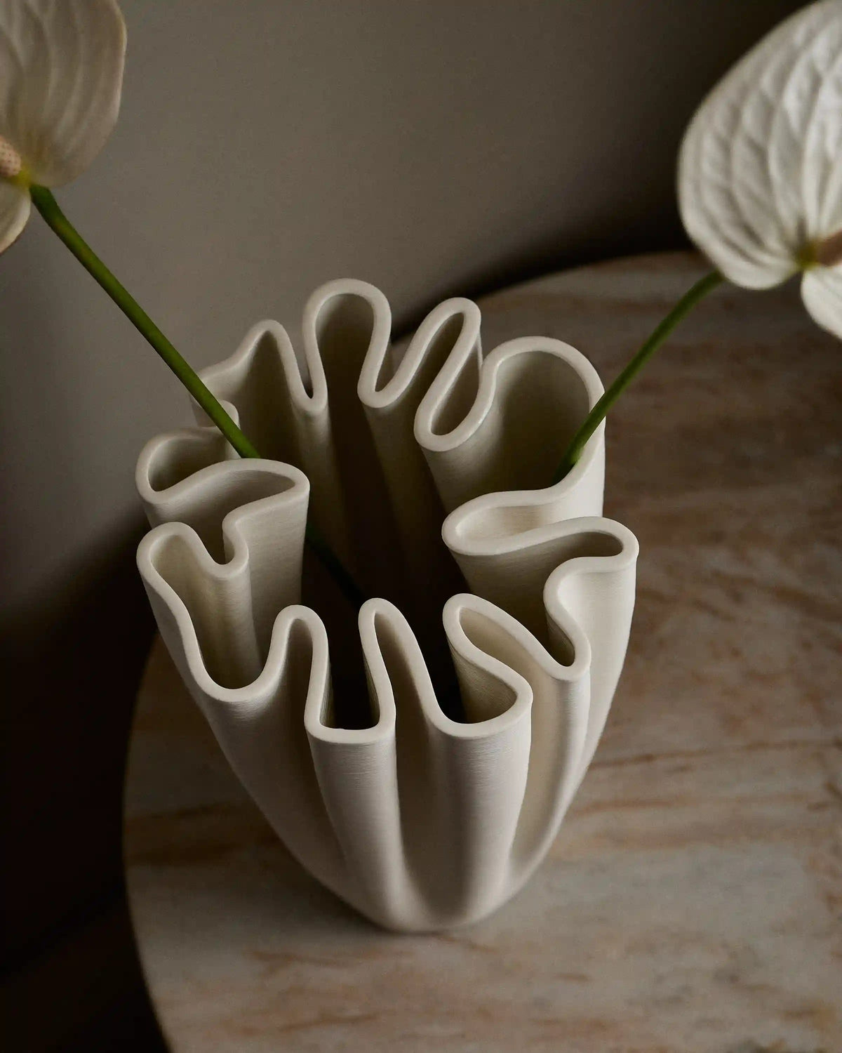 Sculptural Rippled Ceramic Vase