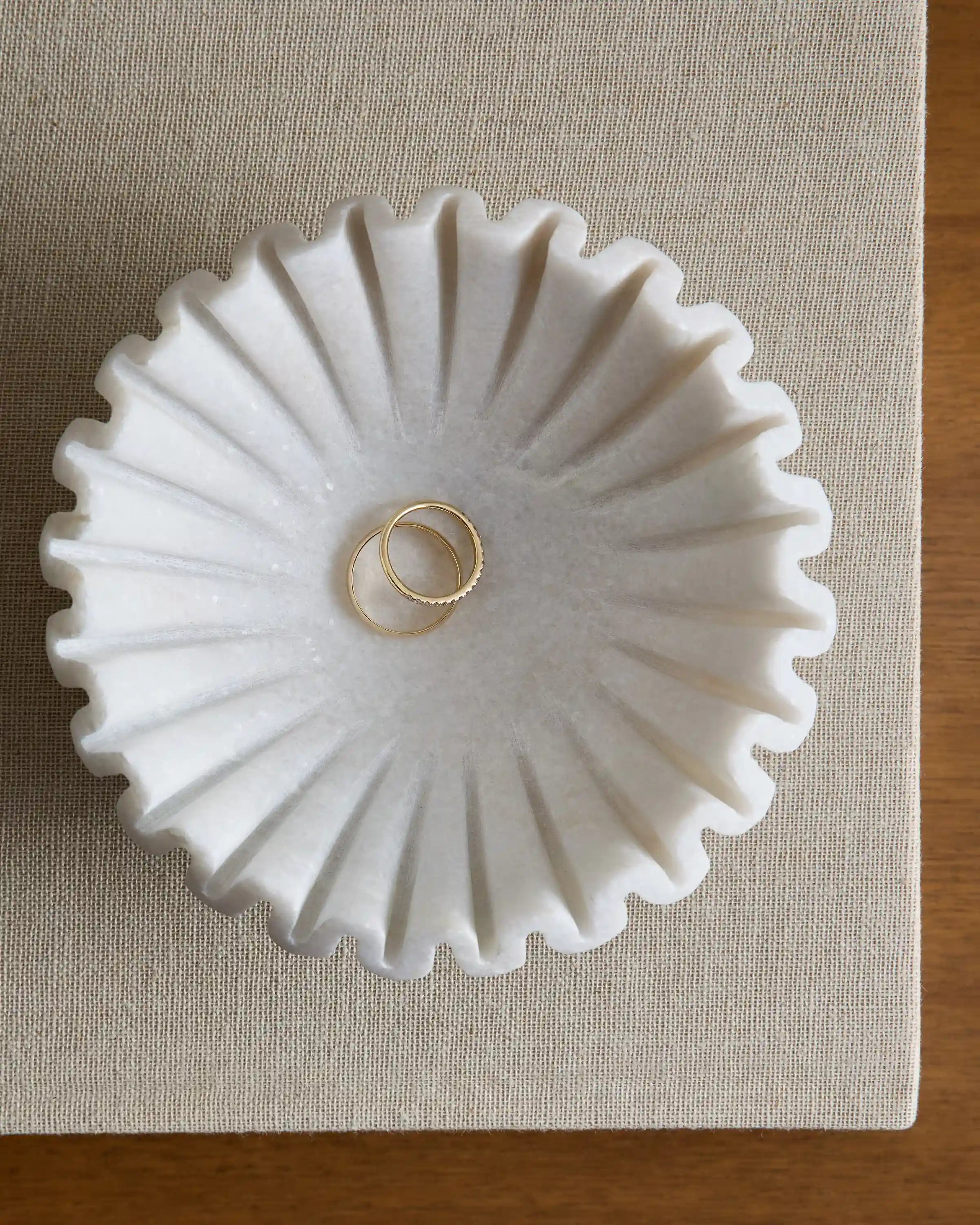 Handcrafted Fluted Marble Decorative Bowl