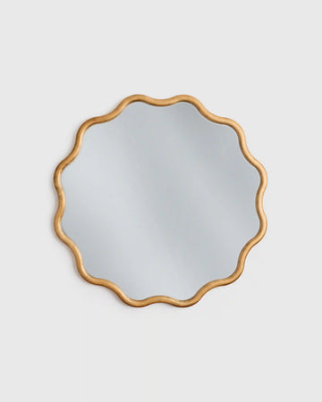 Wavy Wood Round Wall Mirror