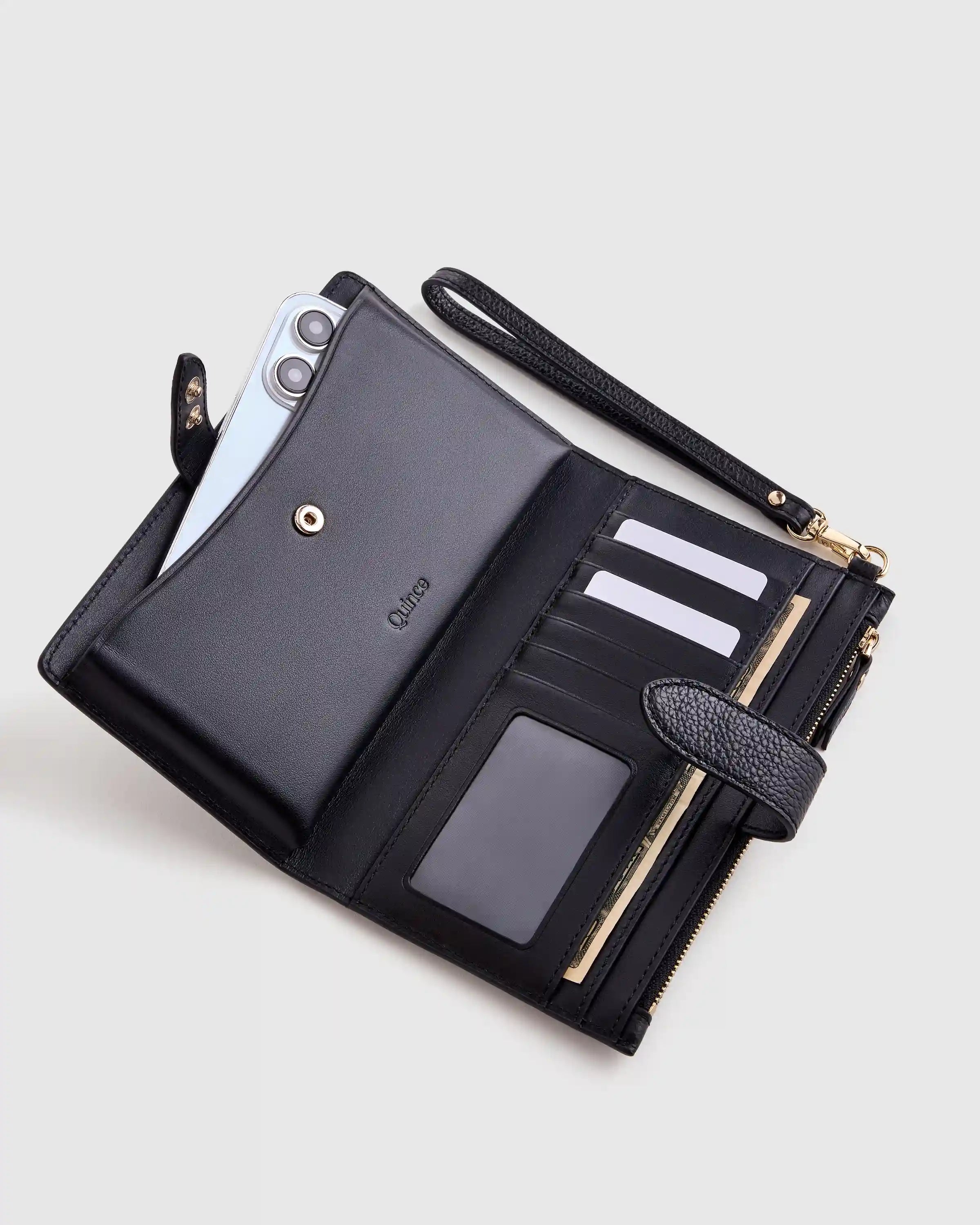 Italian Leather Phone Bi-Fold Wristlet