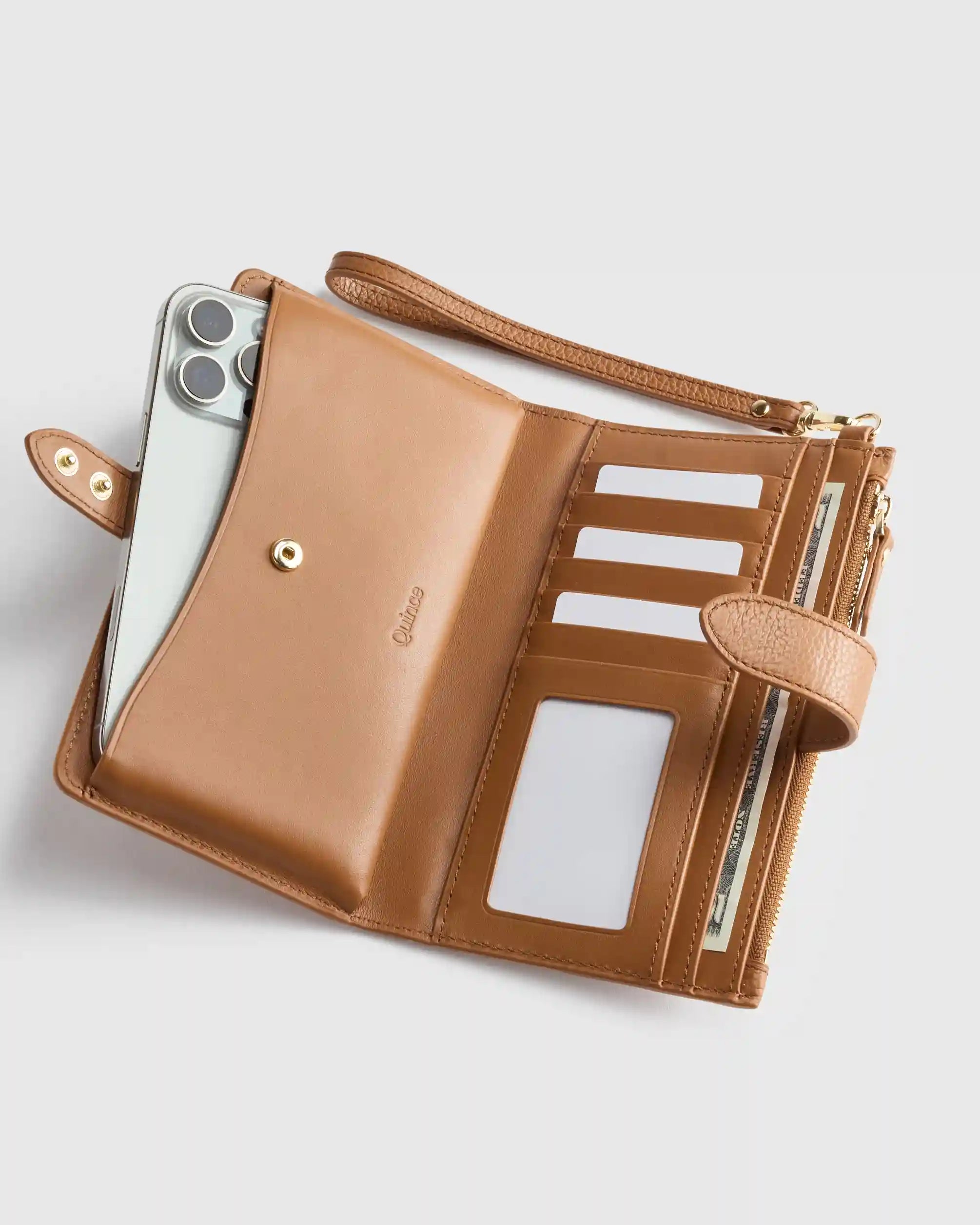 Italian Leather Phone Bi-Fold Wristlet