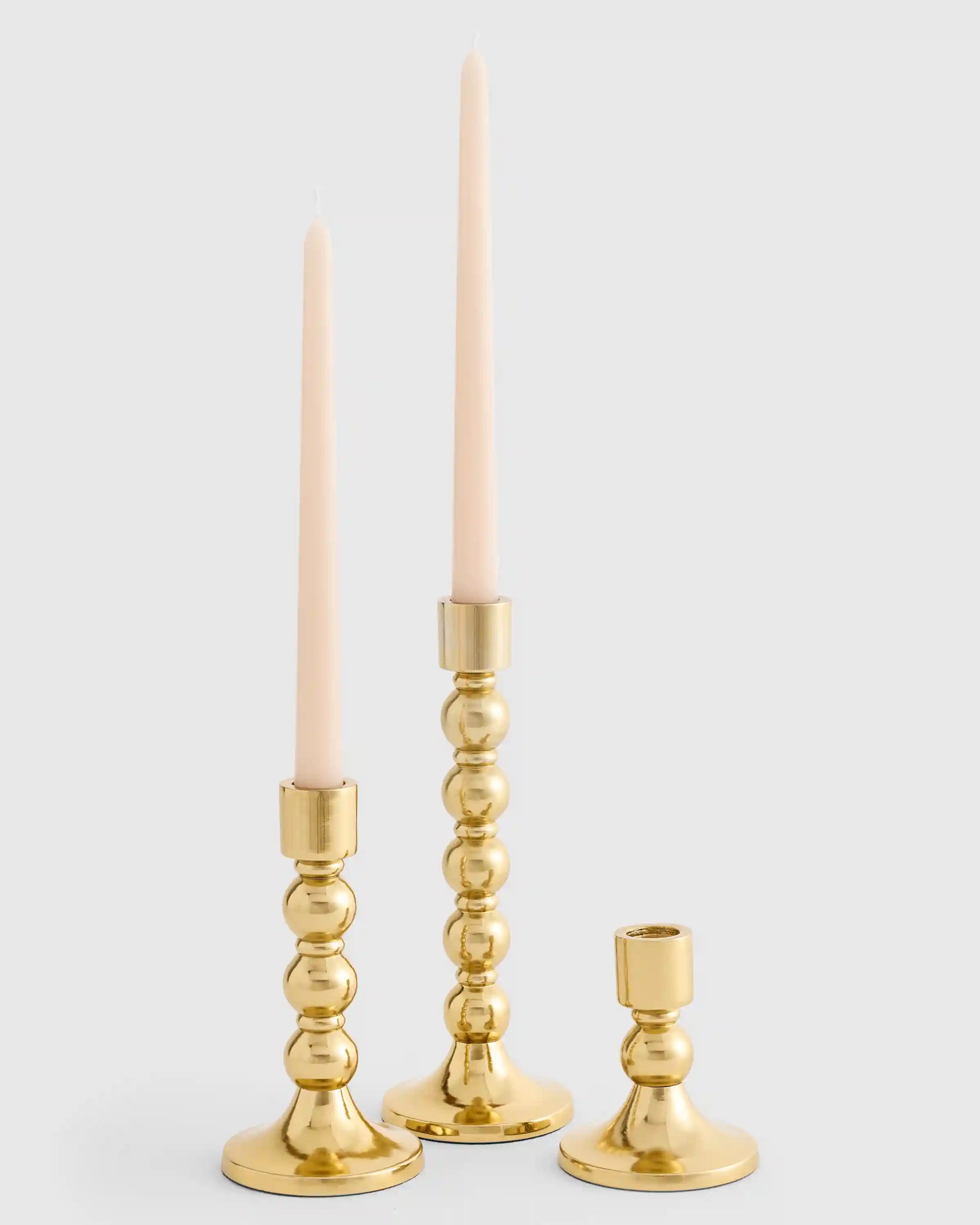 Brass Candlestick Holders (Set of 3)