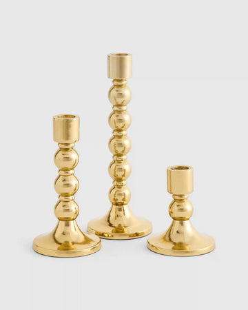 Brass Candlestick Holders (Set of 3)