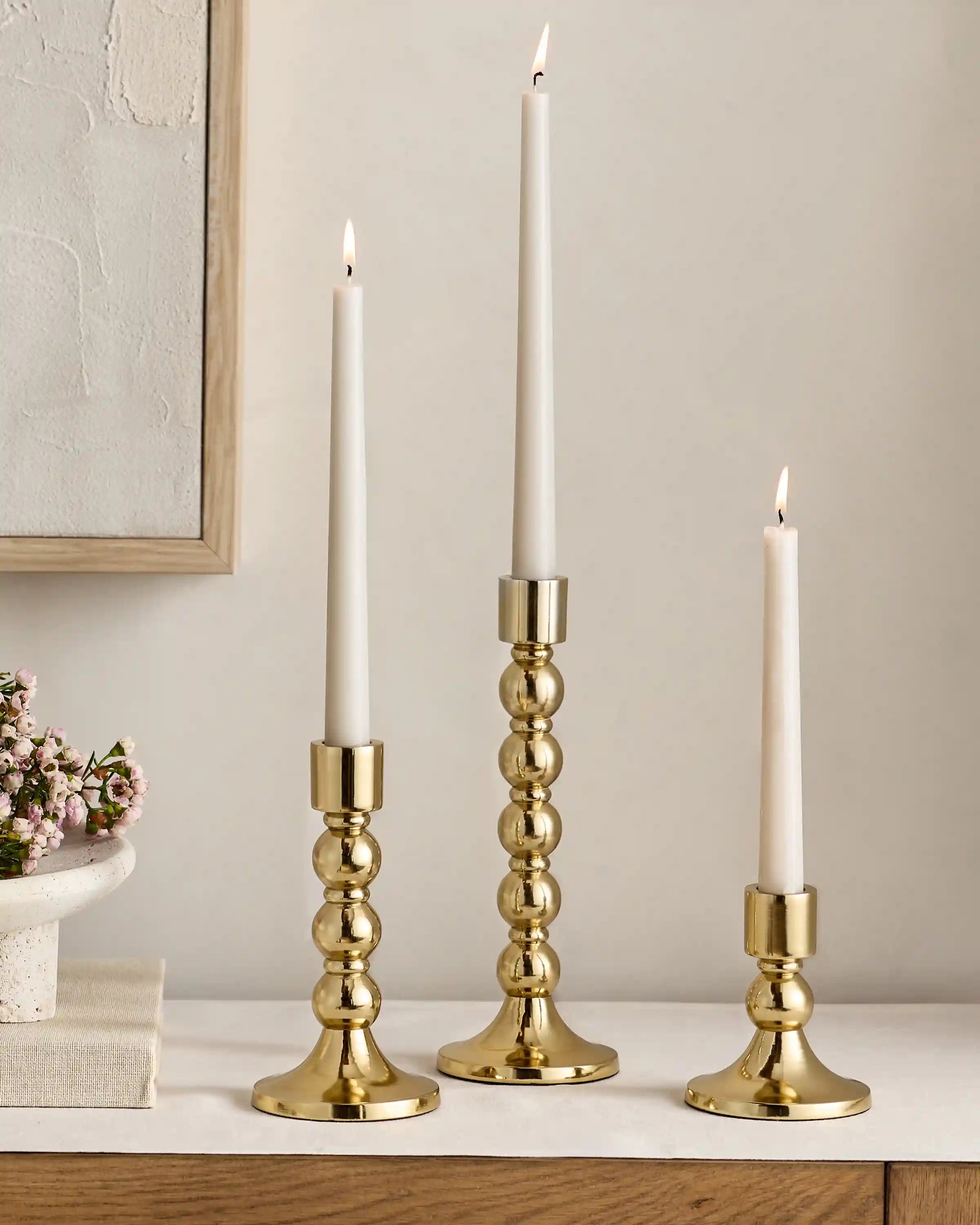 Brass Candlestick Holders (Set of 3)