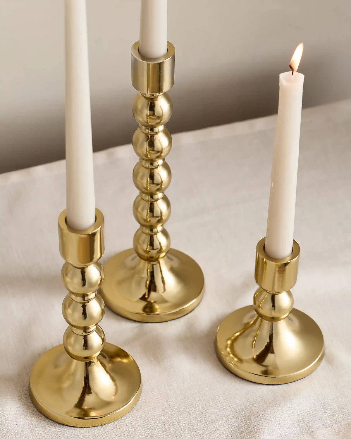 Brass Candlestick Holders (Set of 3)