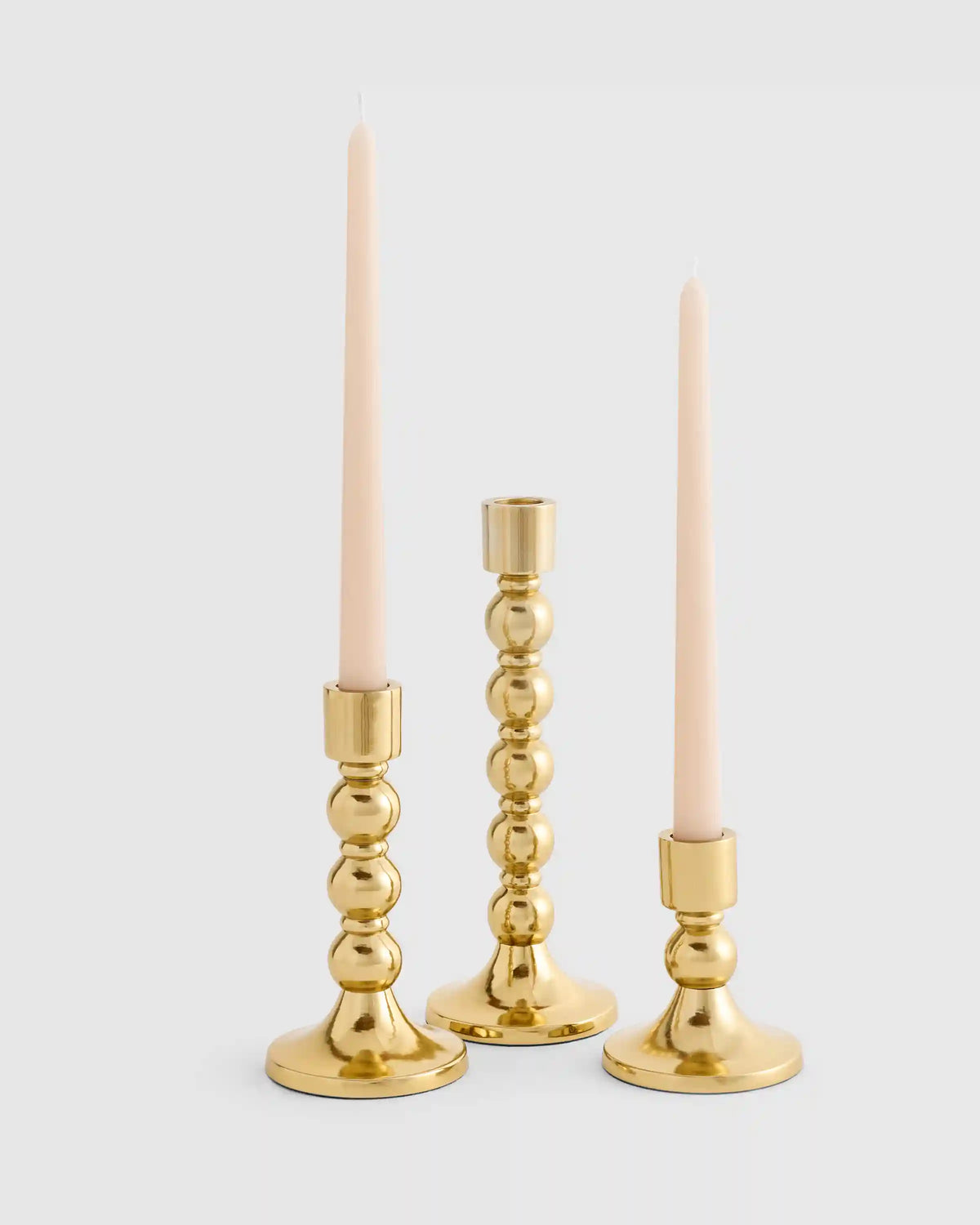 Brass Candlestick Holders (Set of 3)