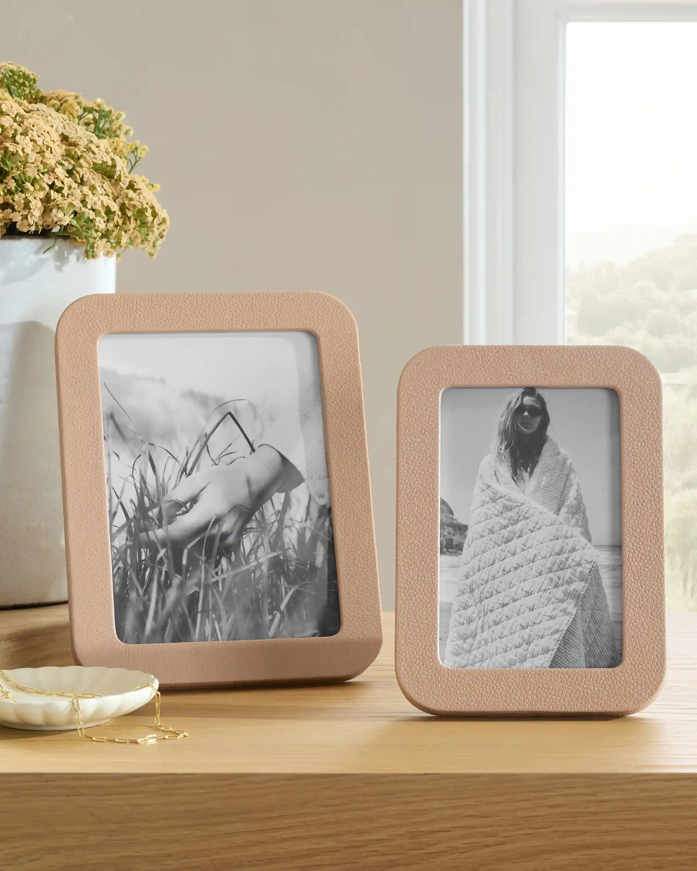 Shagreen Leather Picture Frames - (Set of 2)