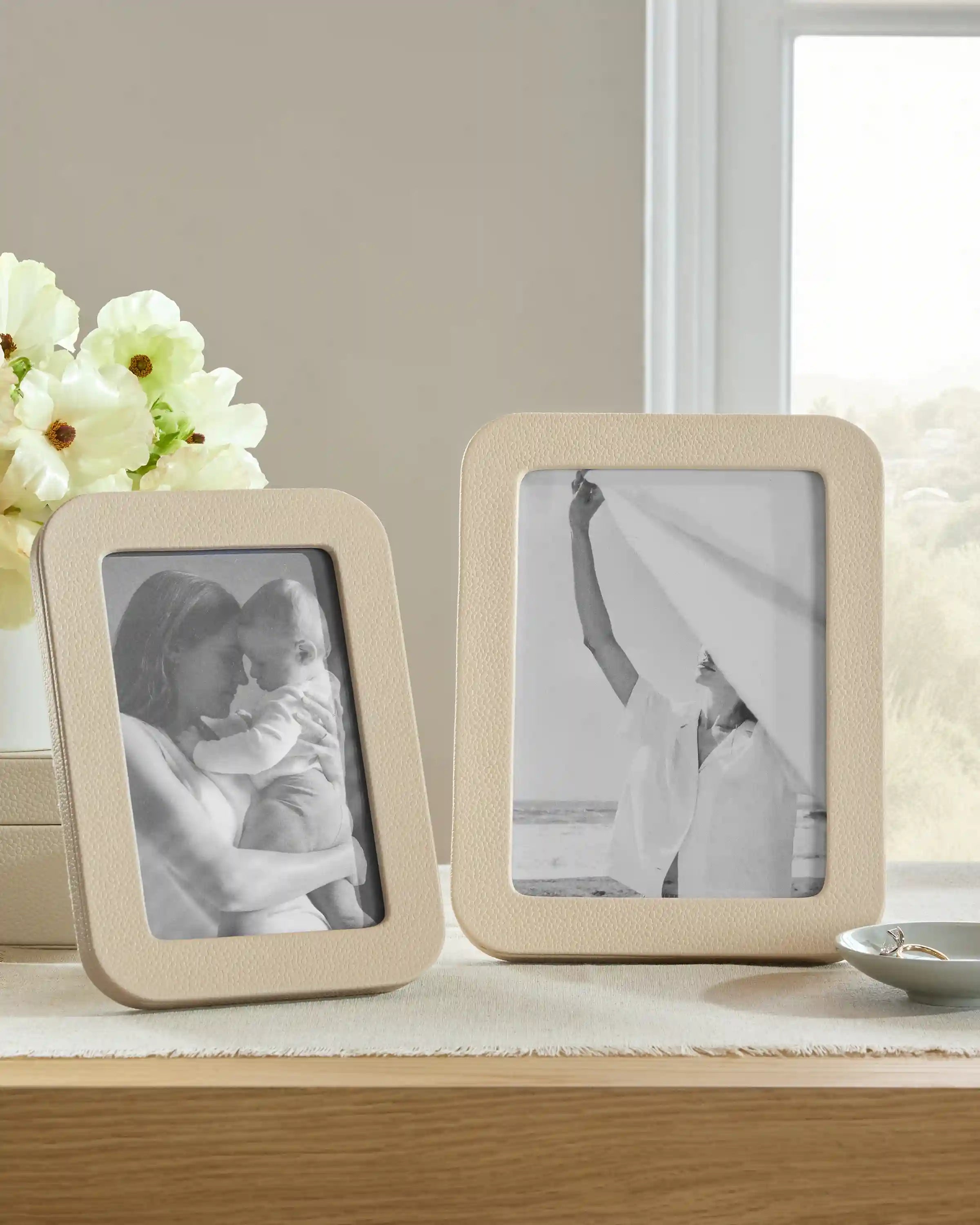 Shagreen Leather Picture Frames - (Set of 2)
