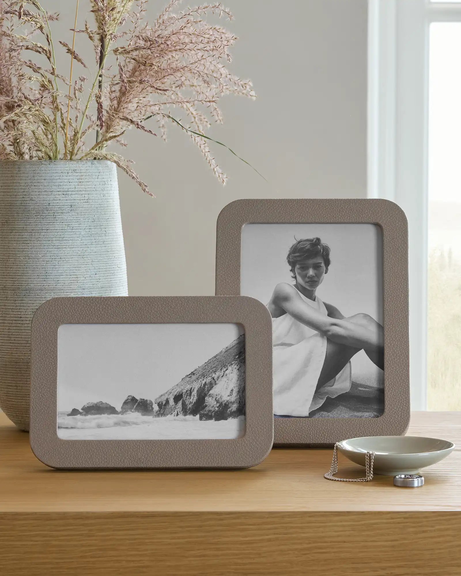 Shagreen Leather Picture Frames - (Set of 2)