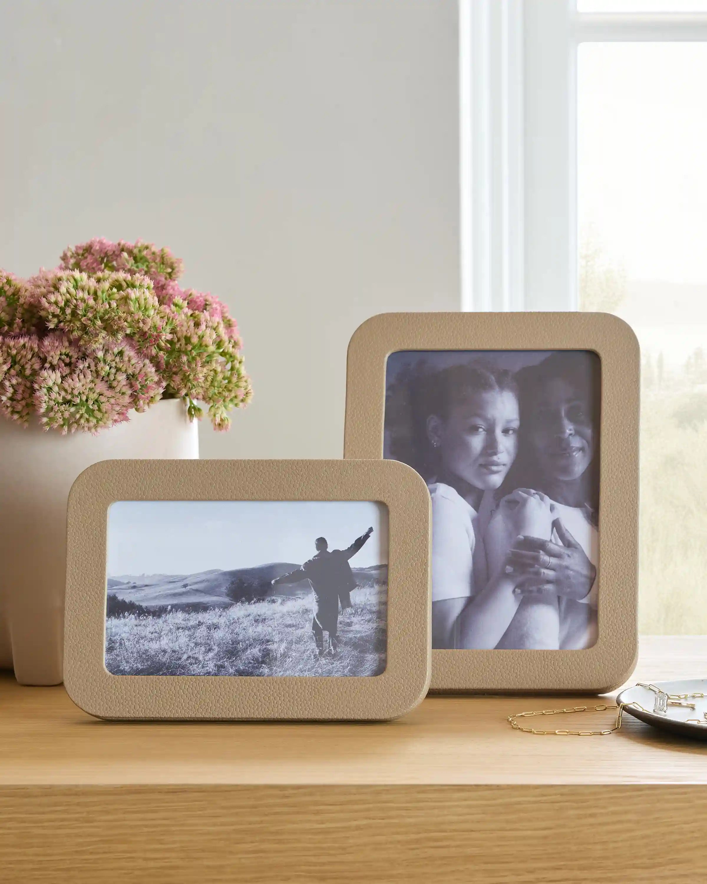 Shagreen Leather Picture Frames - (Set of 2)