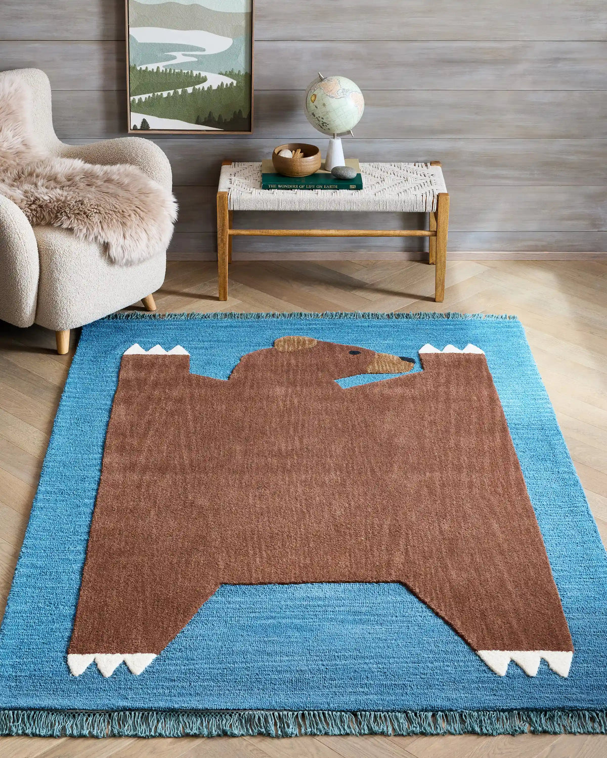 Playful Animals Hand-Tufted Wool Rug