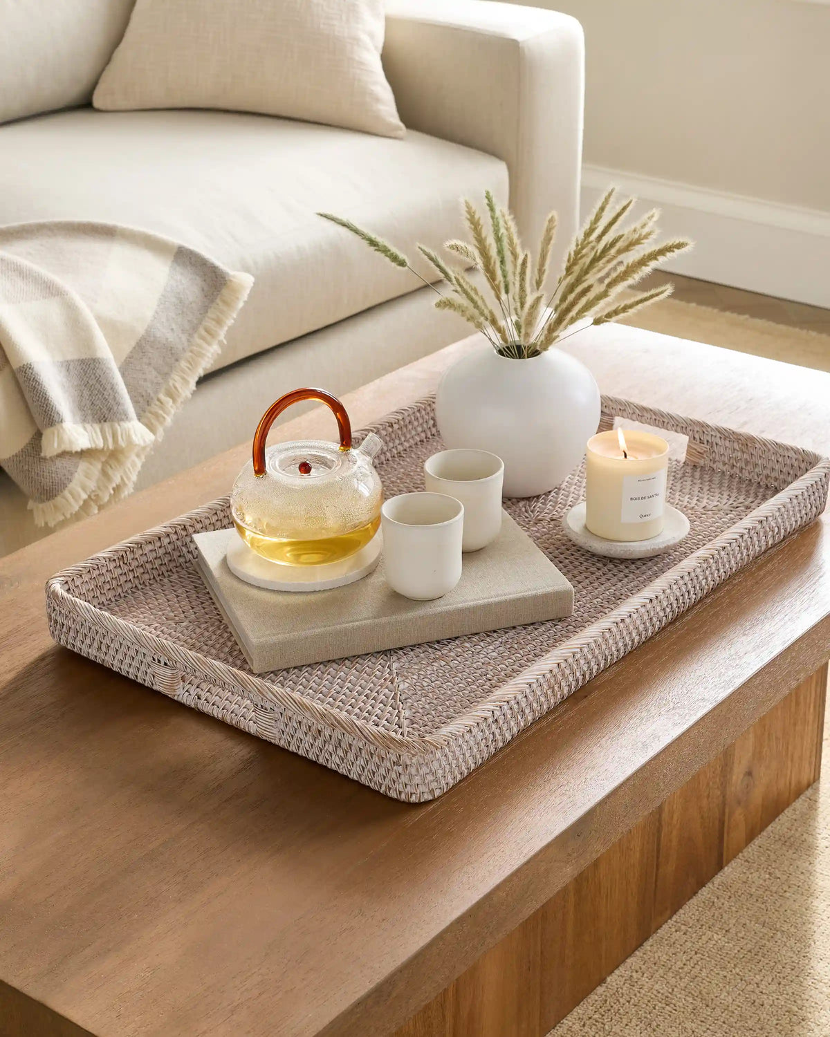 Handwoven Rattan Rectangular Tray