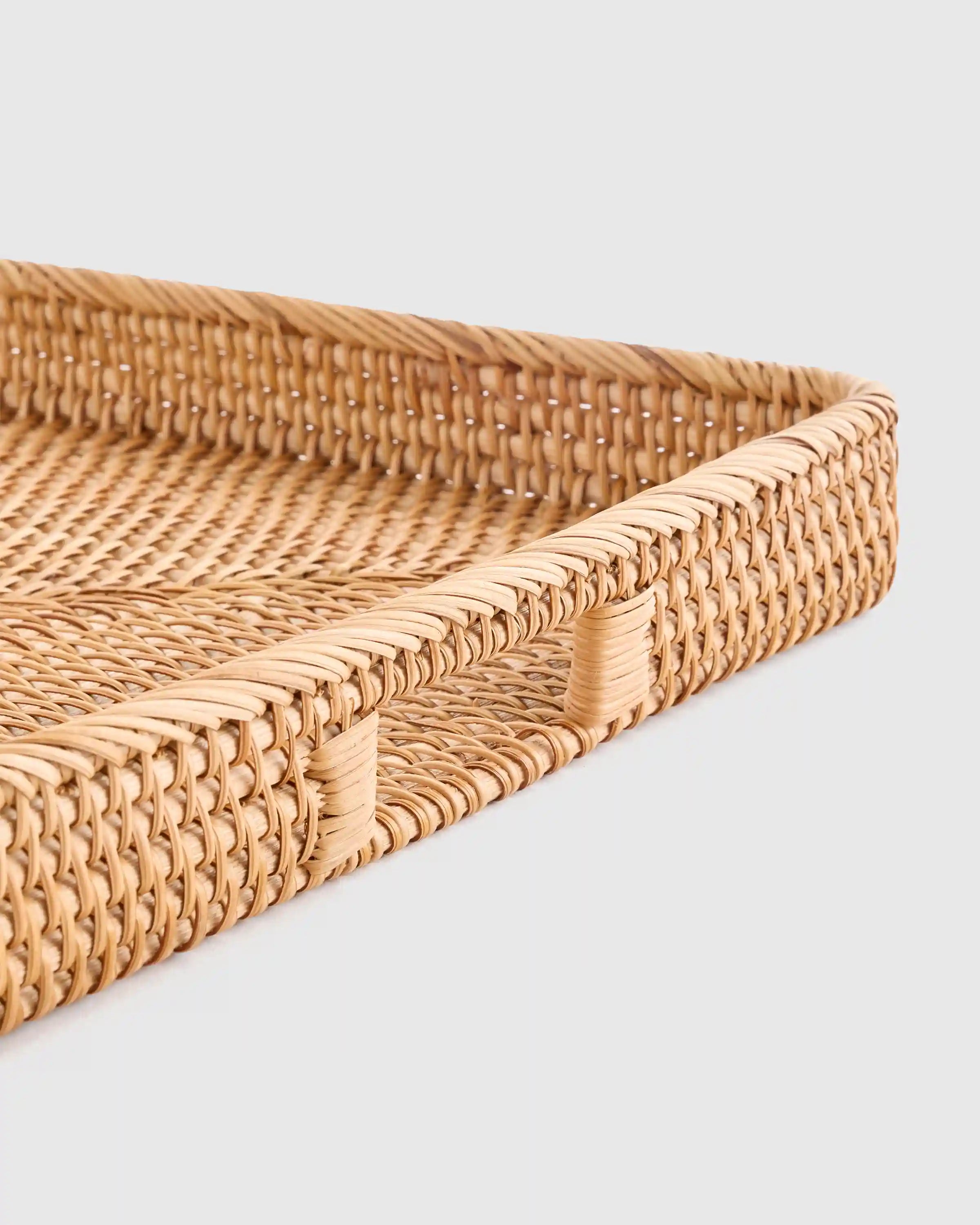 Handwoven Rattan Rectangular Tray