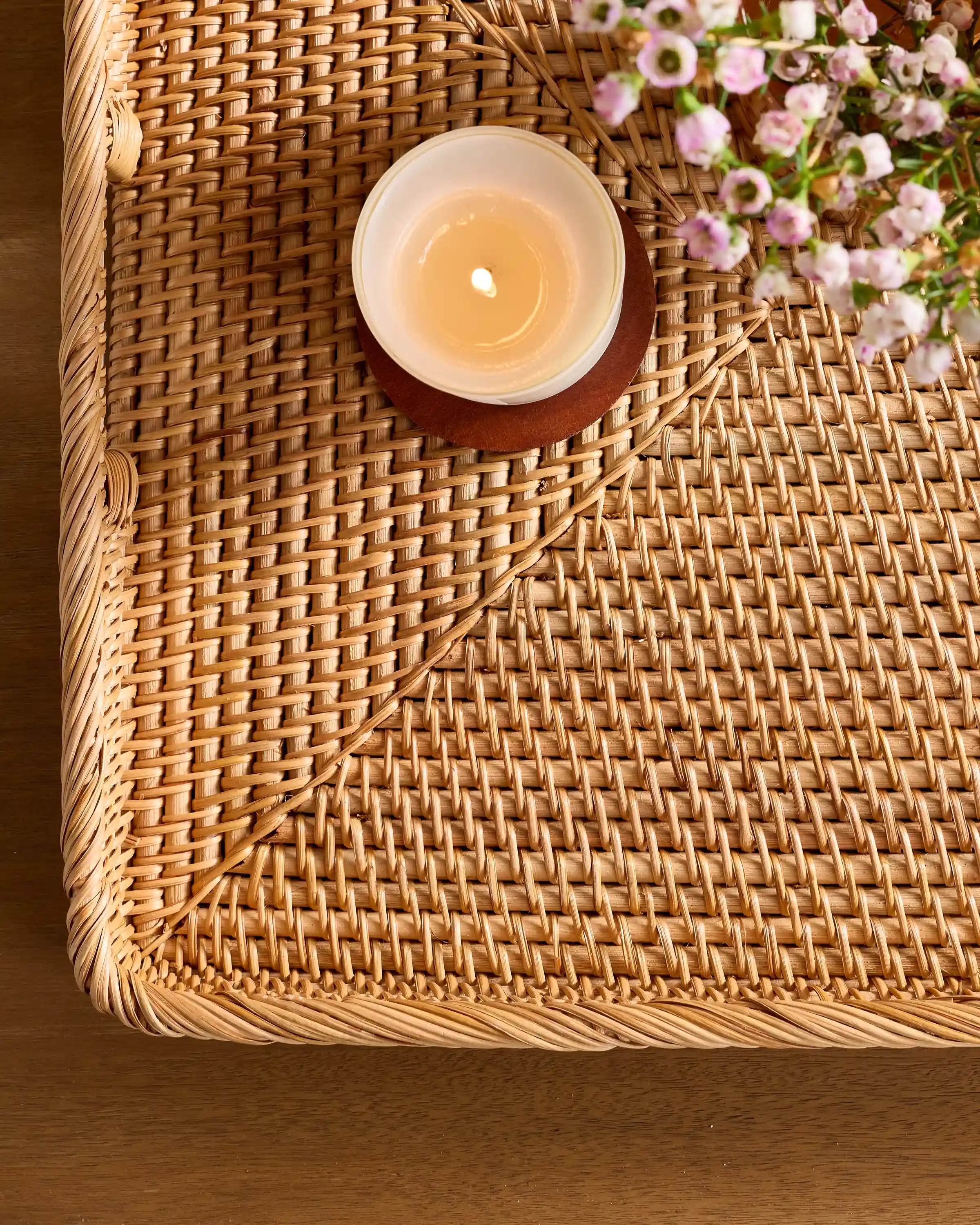 Handwoven Rattan Rectangular Tray